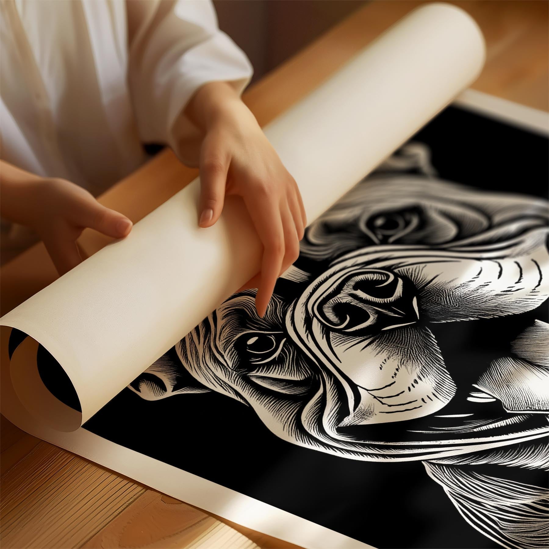 Bulldog Line Dog Series in Black and White image 1