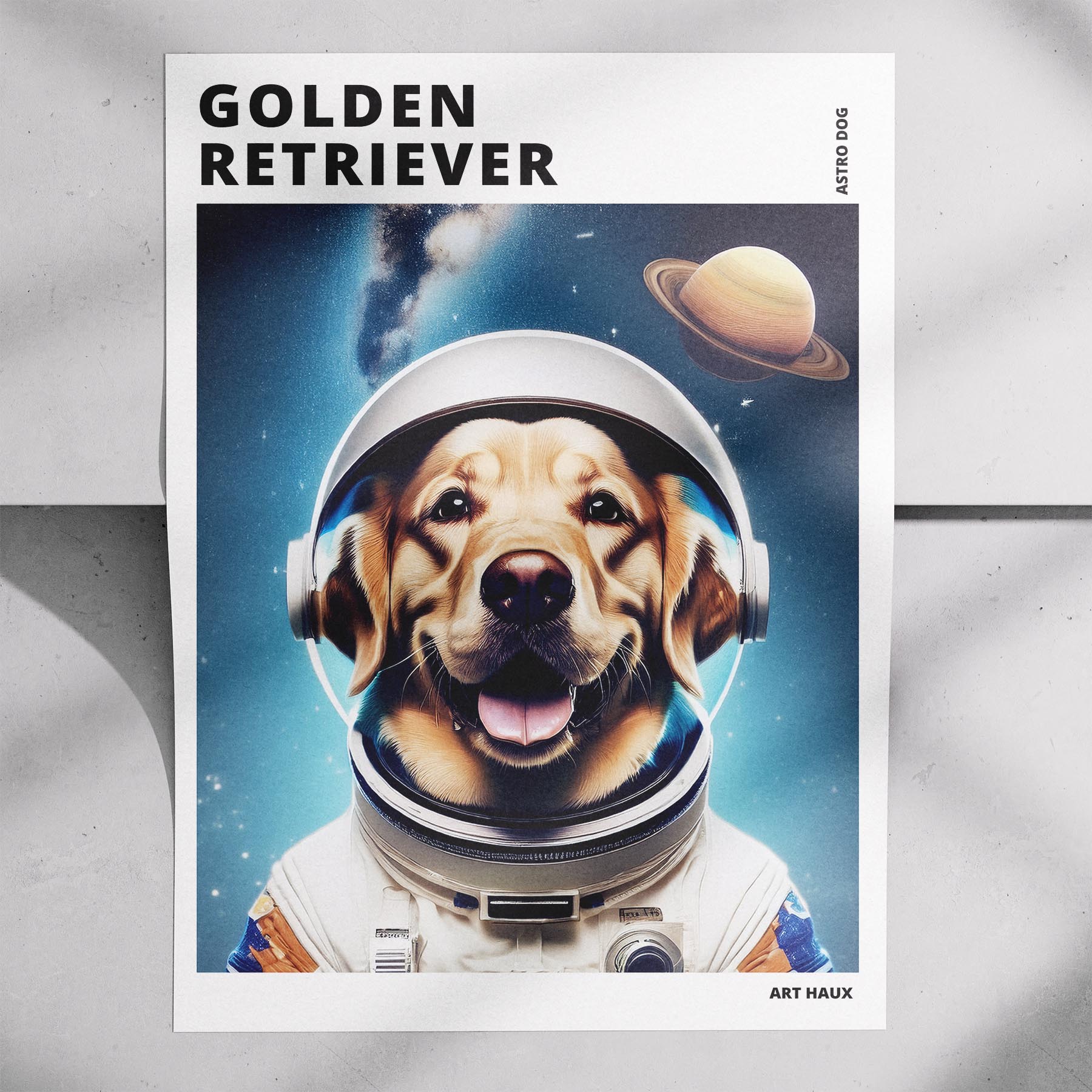 Golden Retriever Astronaut Dog Series with Text Astro Dog image 7