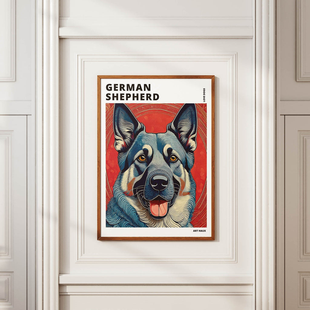German Shepherd Hokusai Japanese Inspired Dog Series with Text image 3