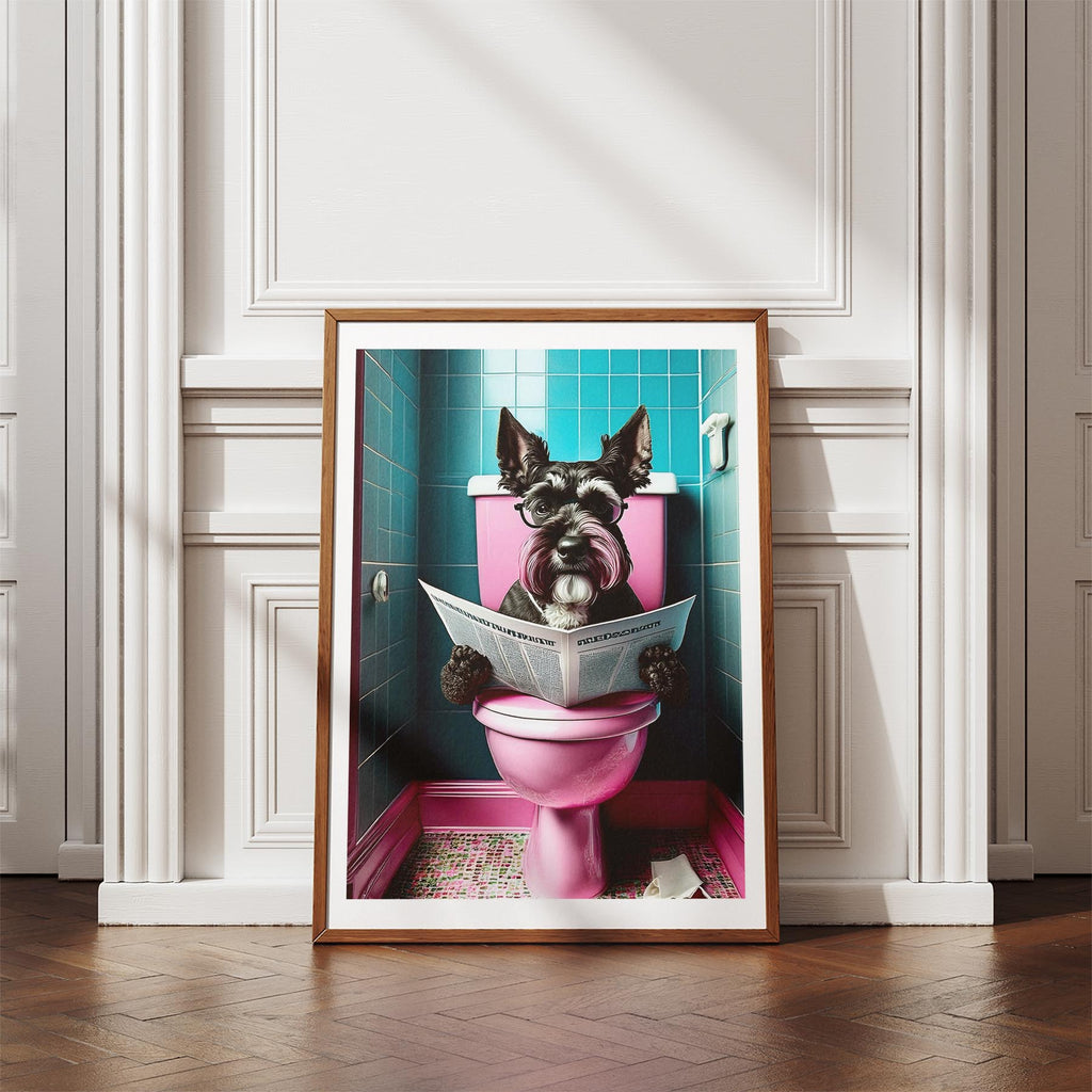 Schnauzer Toilet Dogs PInk and Turquise image 4