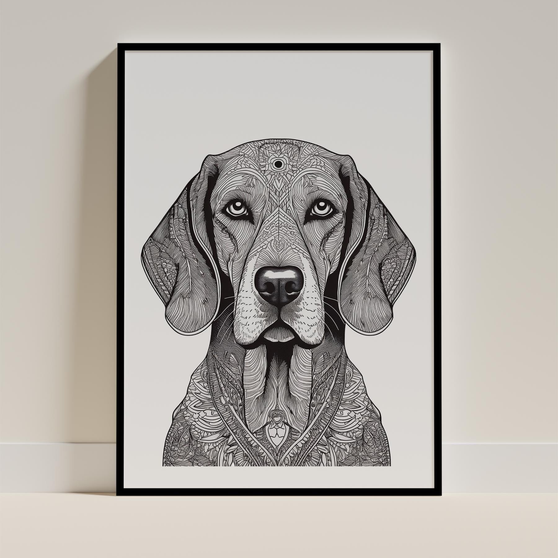 Bloodhound Mandala Black and White Dog Series image 0