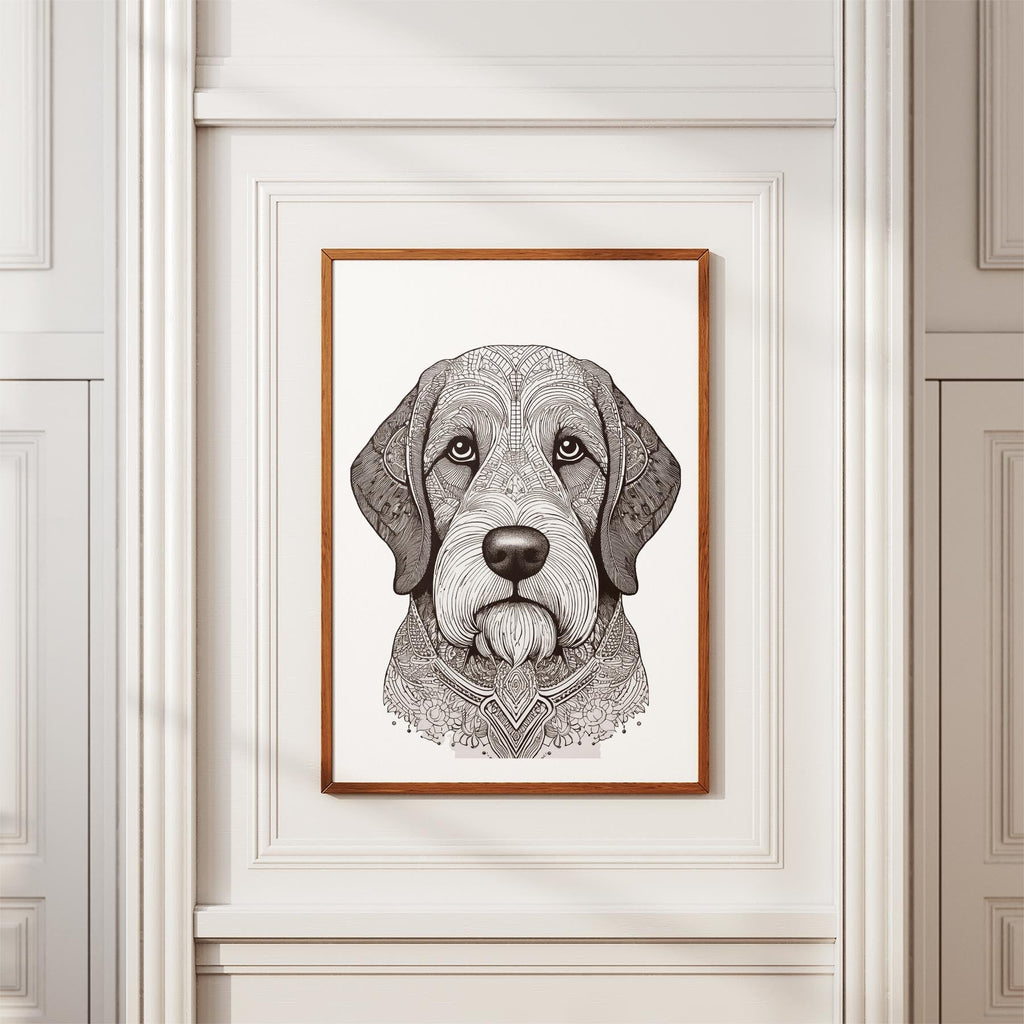 Old English Sheepdog Mandala Black and White Dog Series image 3