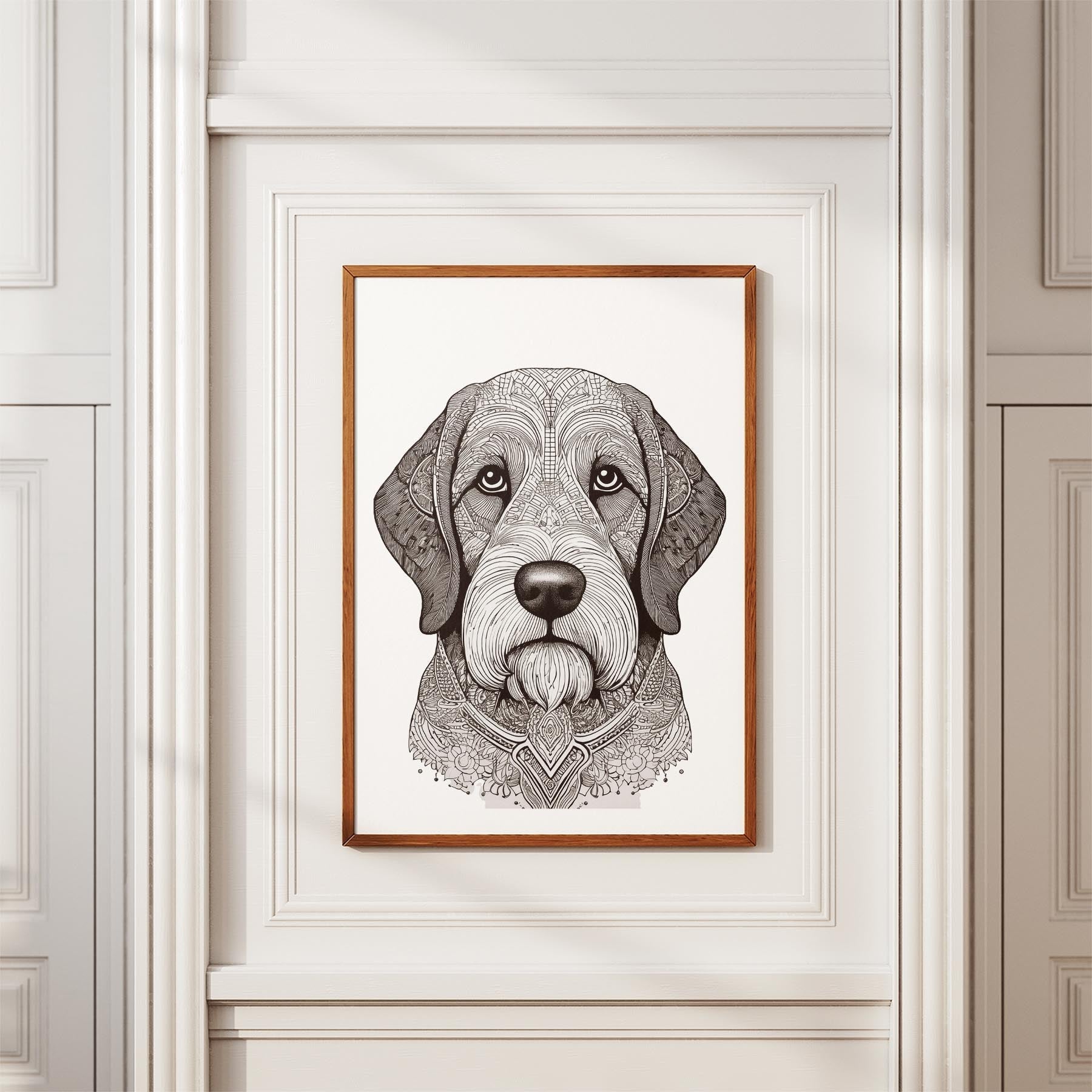 Old English Sheepdog Mandala Black and White Dog Series image 3