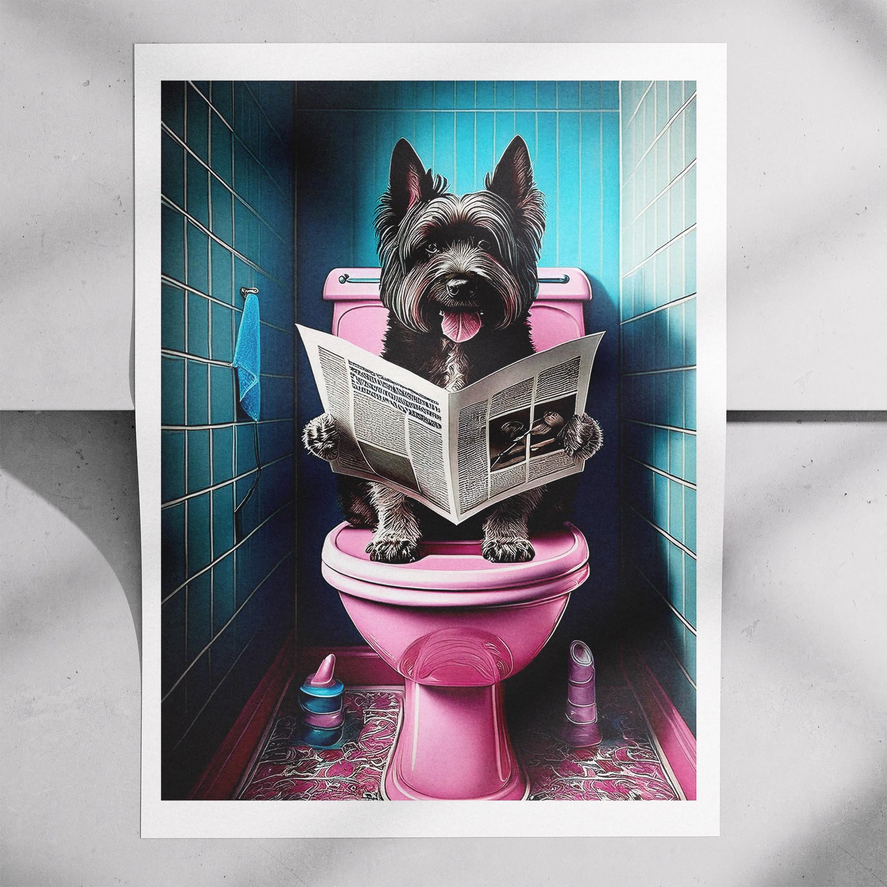 Smithfield Sheepdog Toilet Dogs PInk and Turquise image 7
