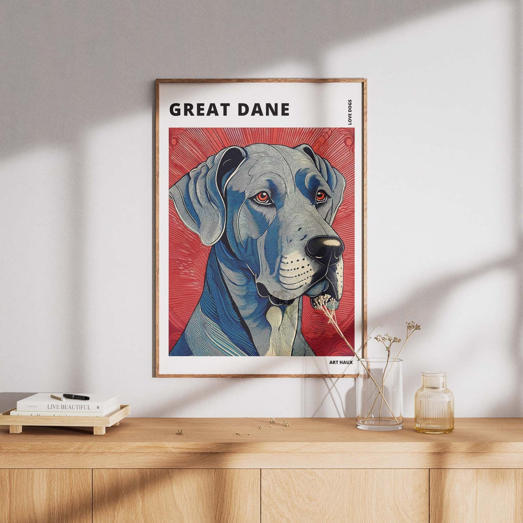 Great Dane Hokusai Japanese Inspired Dog Series with Text image 7