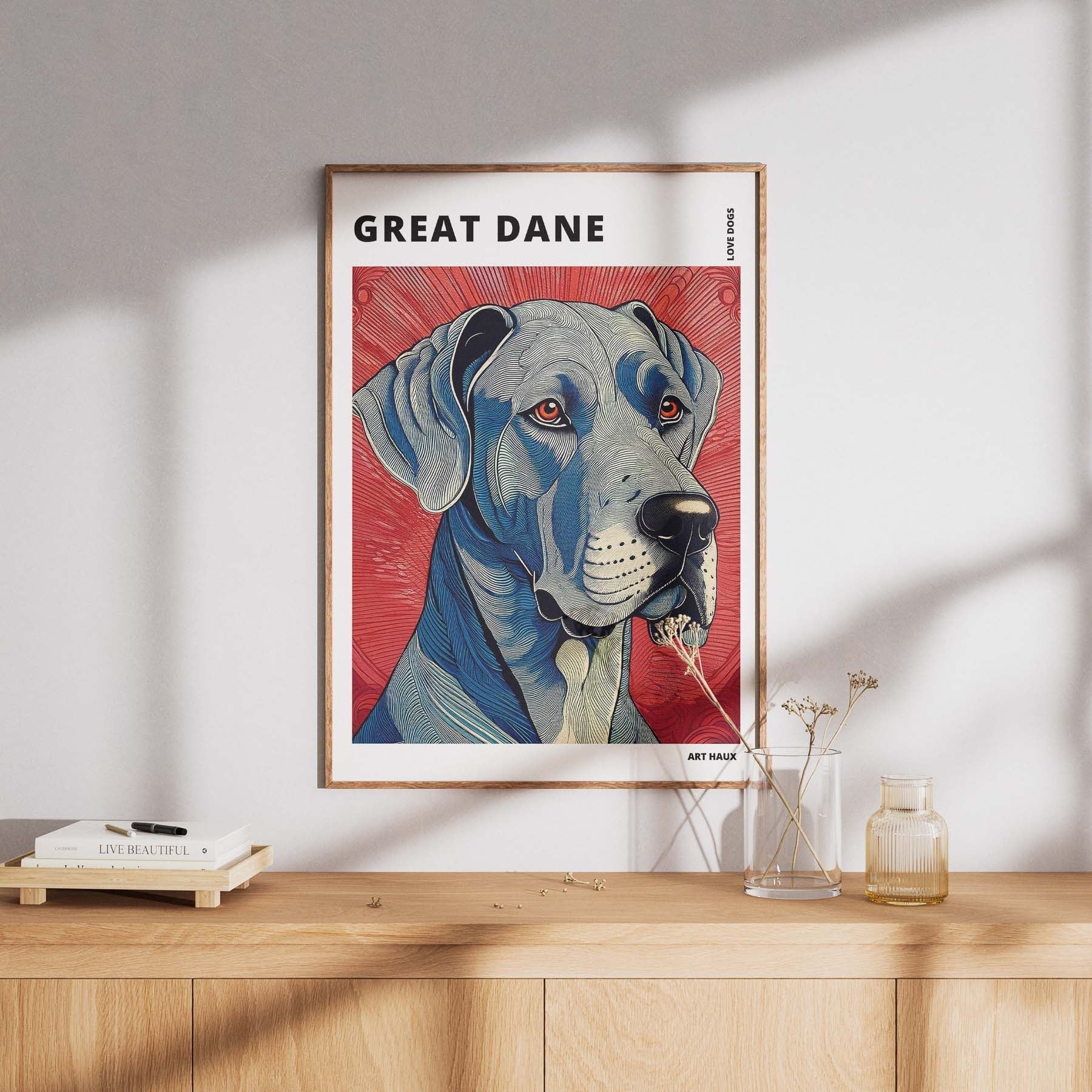 Great Dane Hokusai Japanese Inspired Dog Series with Text image 7