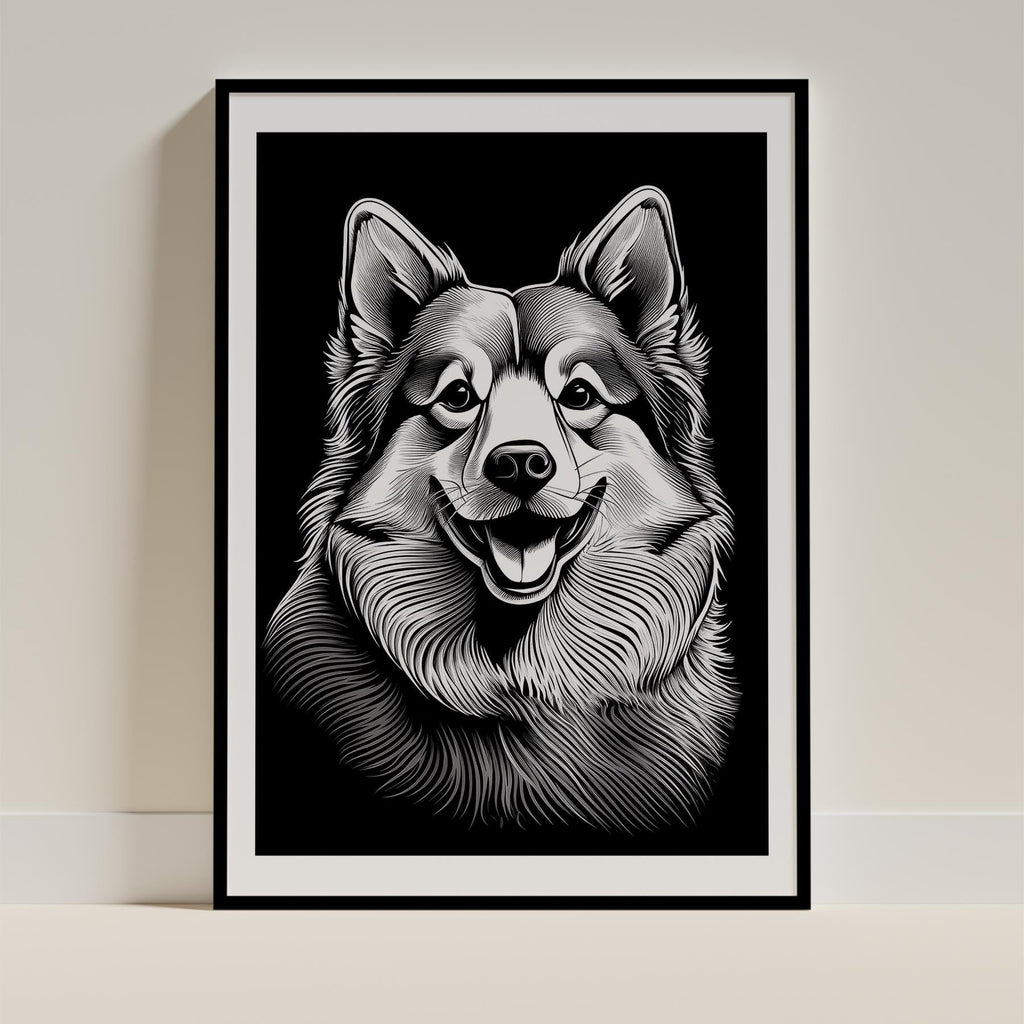 Finnish Lapphund Line Dog Series in Black and White image 0