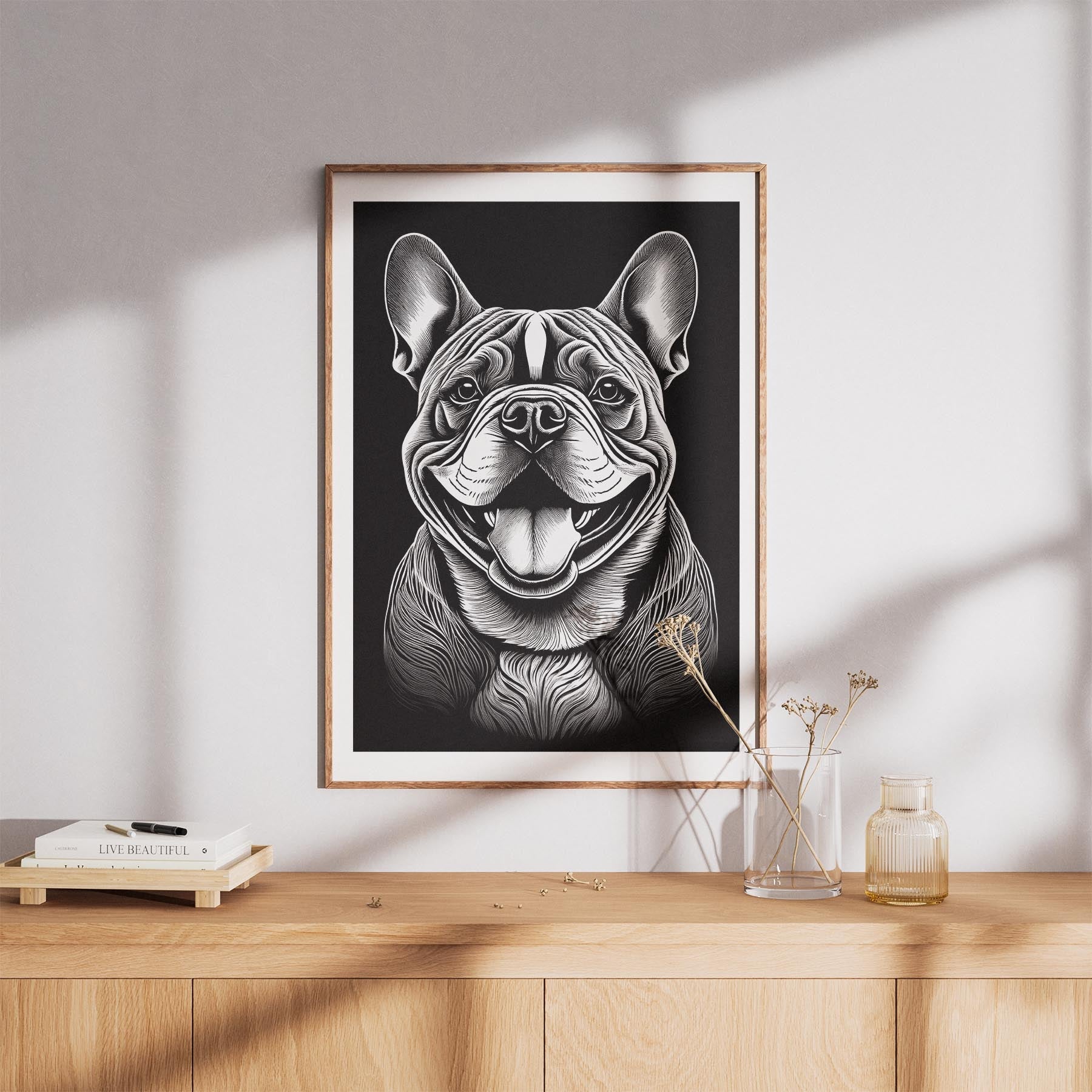 Bulldog Line Dog Series in Black and White image 8