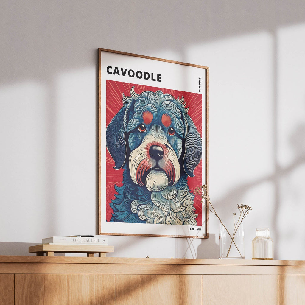 Cavoodle Hokusai Japanese Inspired Dog Series with Text image 5