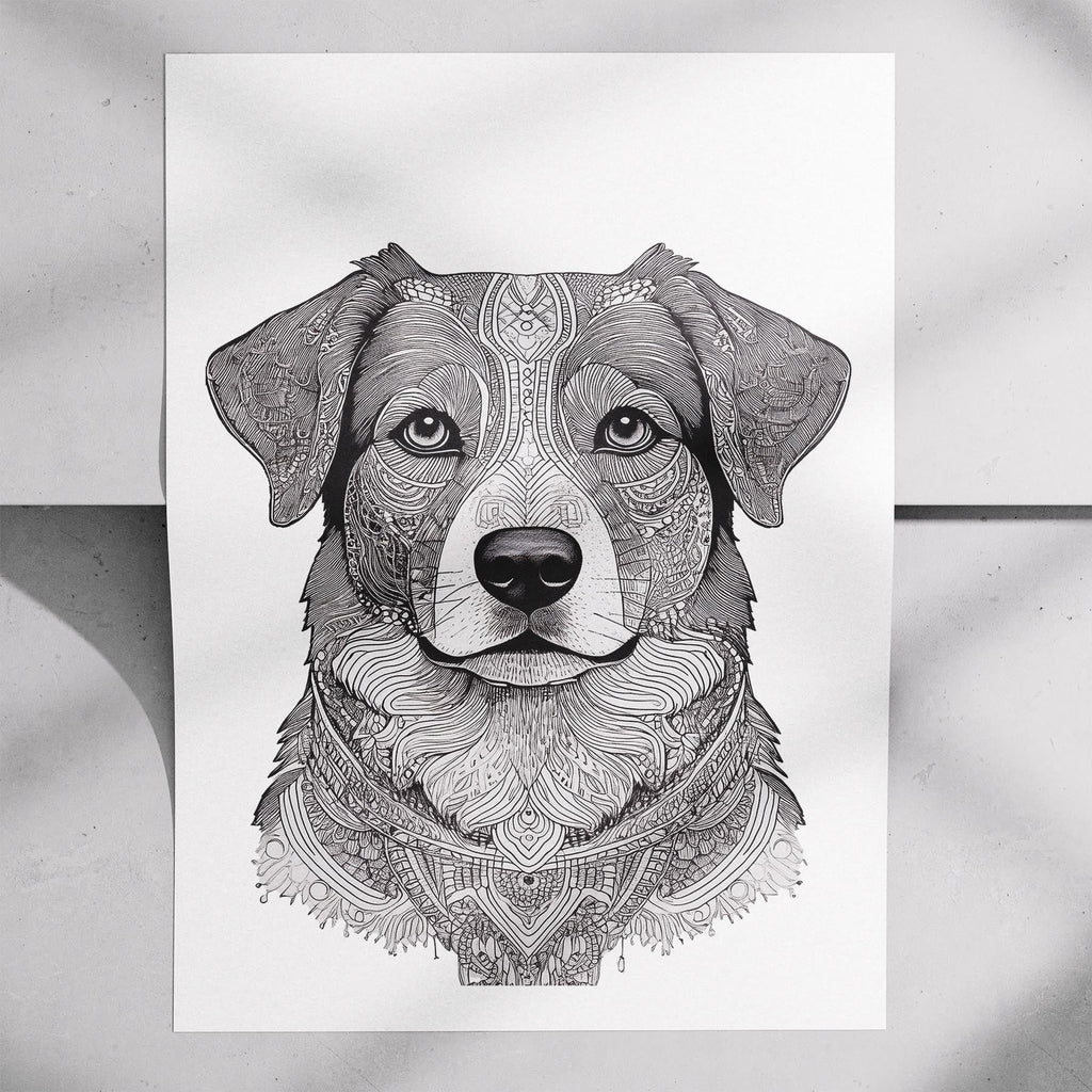 Australian Shepherd Mandala Black and White Dog Series image 7