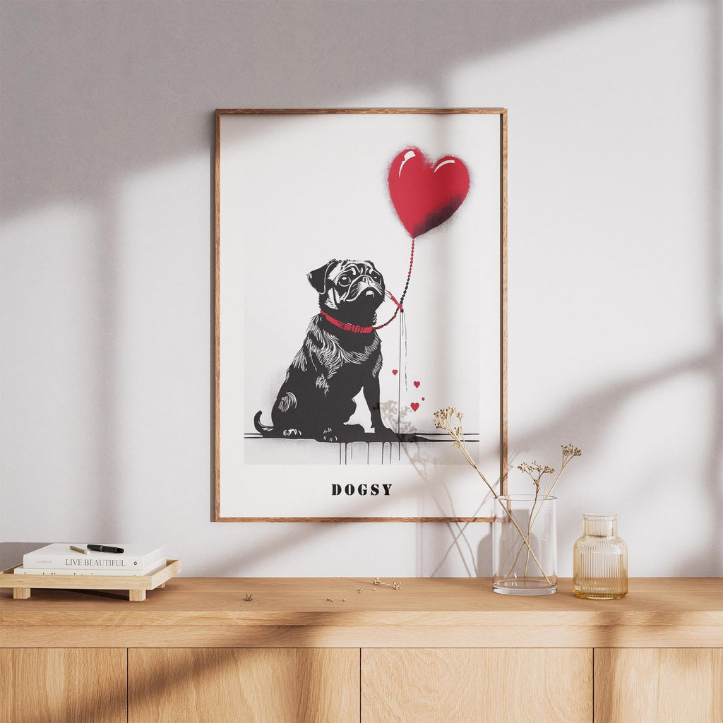 Pug DOGSY Series inspired by the Art of Banksy with text Dogsy image 8