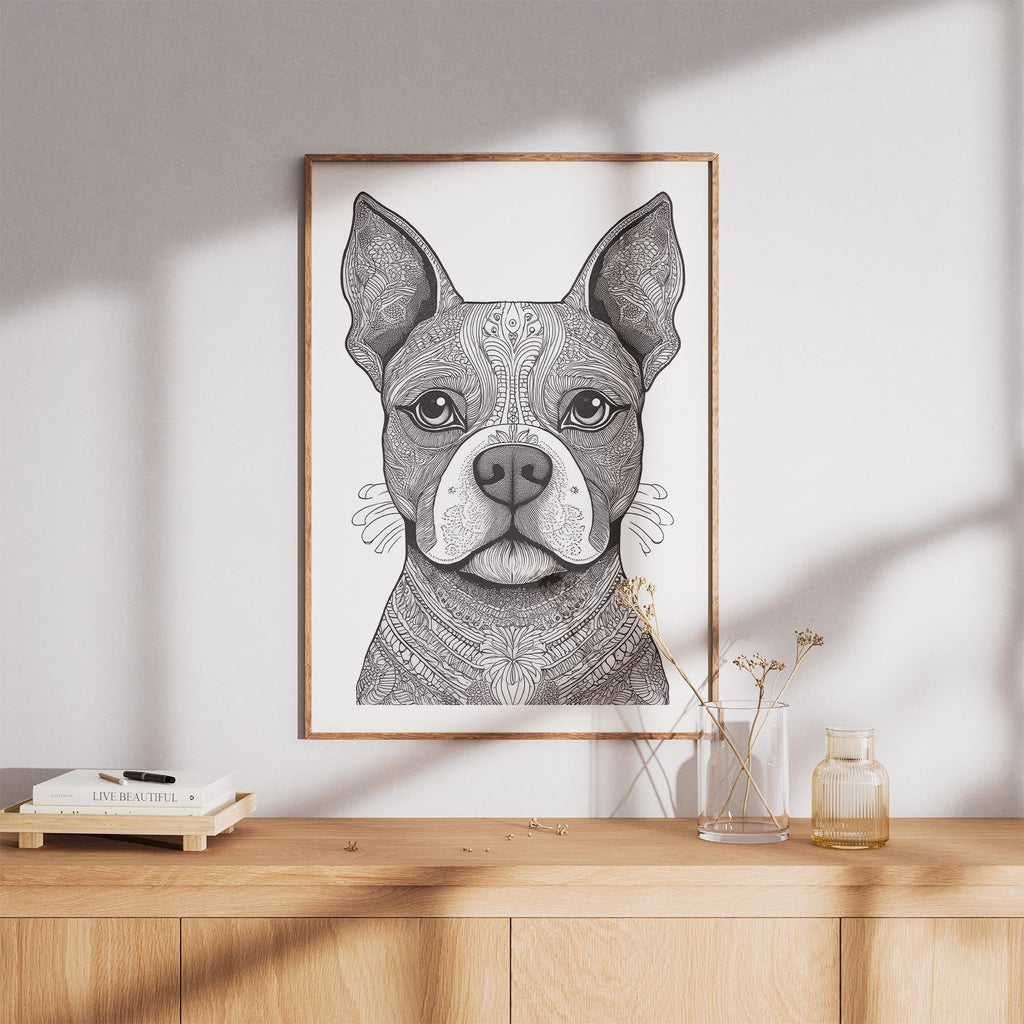 Boston Terrier Mandala Black and White Dog Series image 8