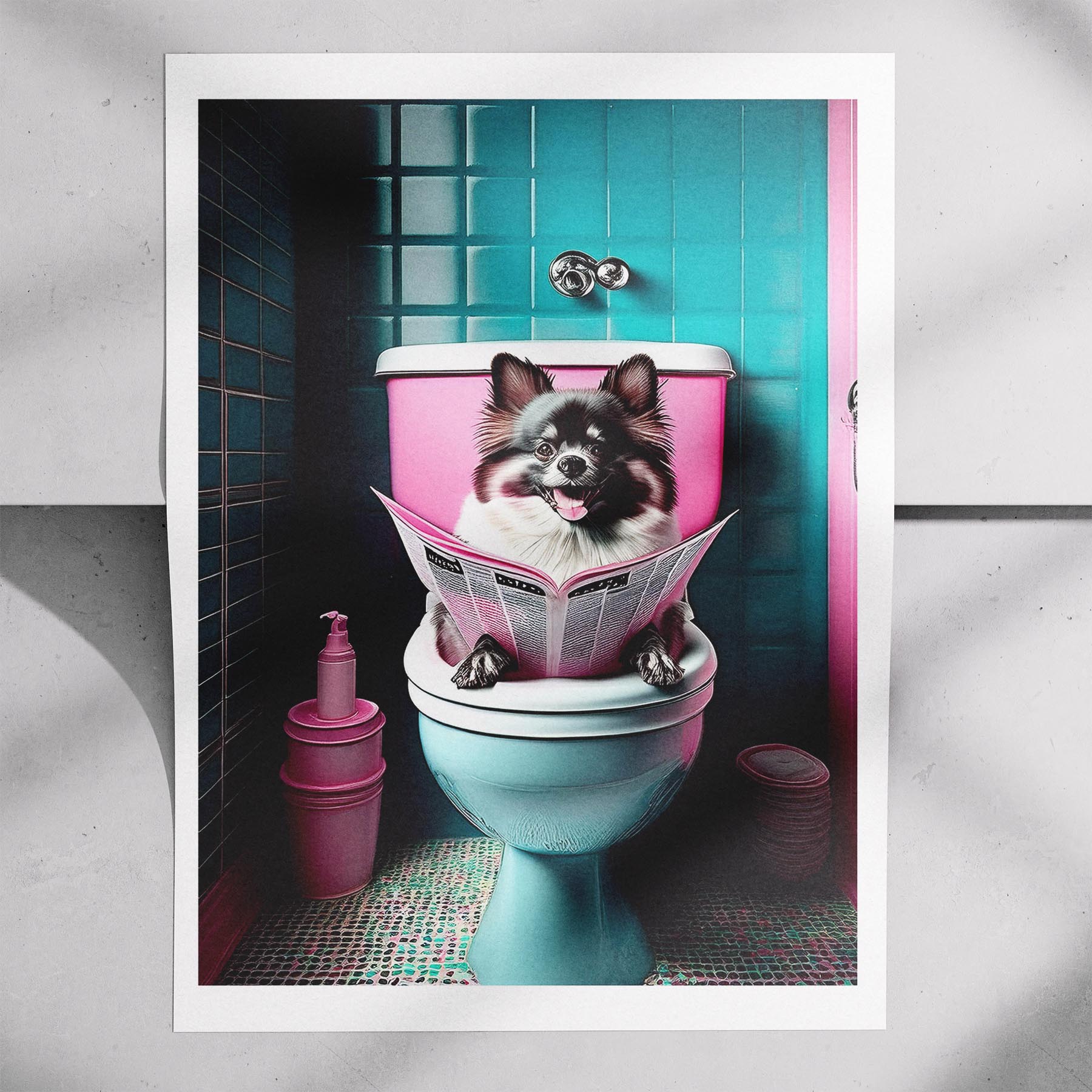 Pomeranian Toilet Dogs PInk and Turquise image 7