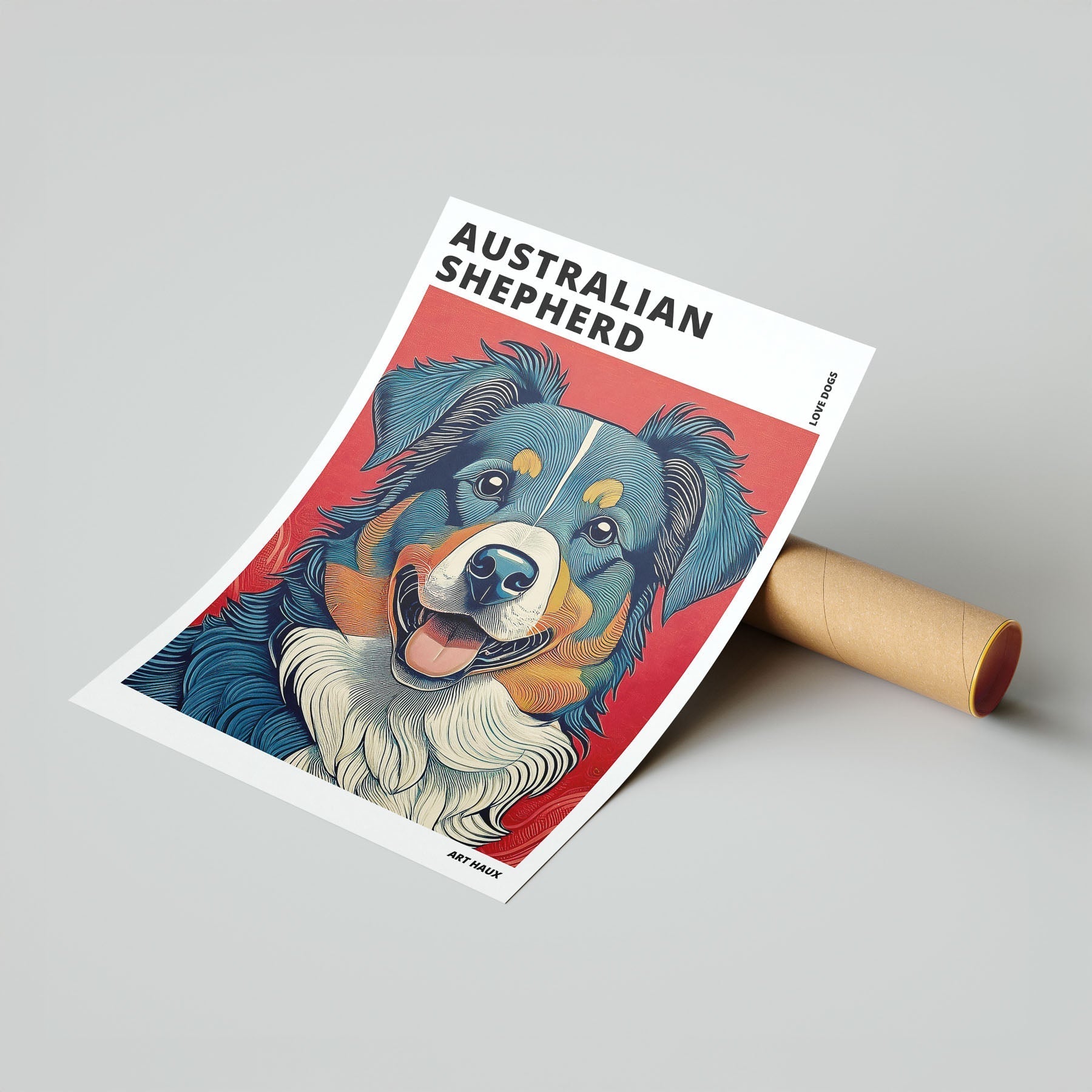 Australian Shepherd Hokusai Japanese Inspired Dog Series with Text image 6