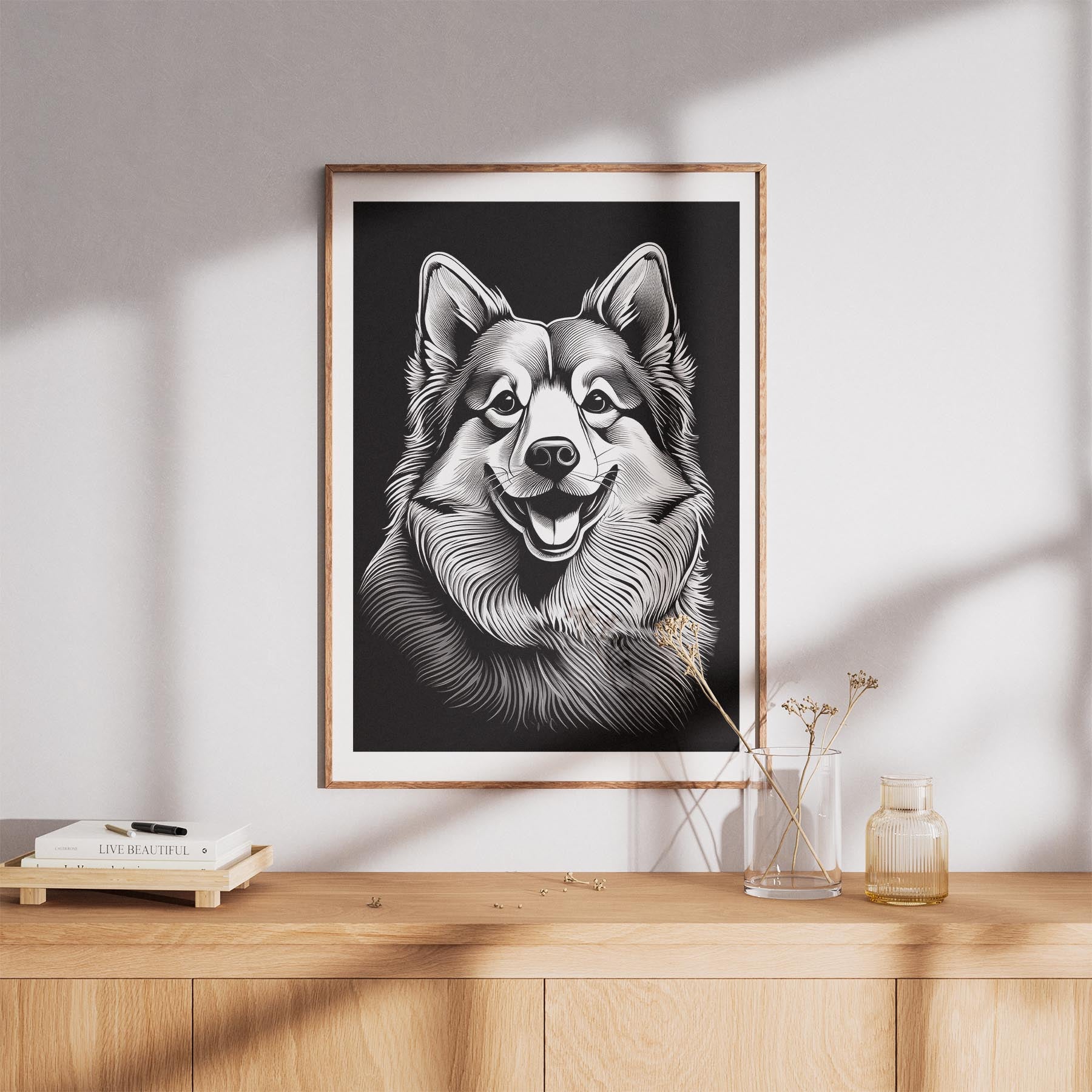 Finnish Lapphund Line Dog Series in Black and White image 8