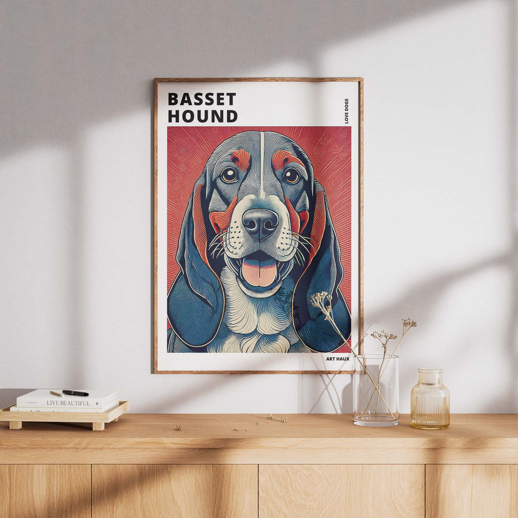 Basset Hound Hokusai Japanese Inspired Dog Series with Text image 7