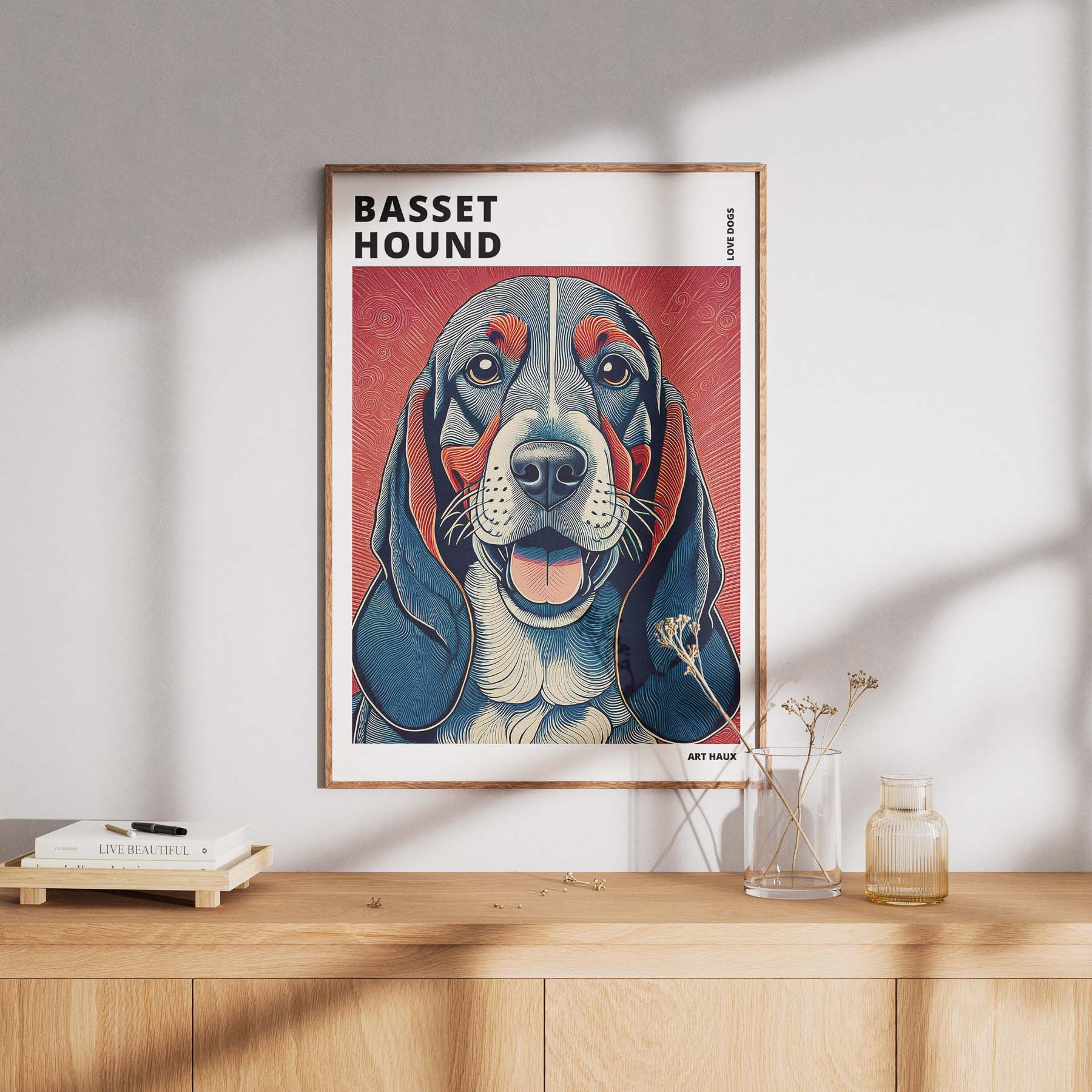 Basset Hound Hokusai Japanese Inspired Dog Series with Text image 7