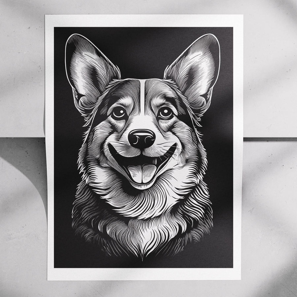 Corgi Line Dog Series in Black and White image 7