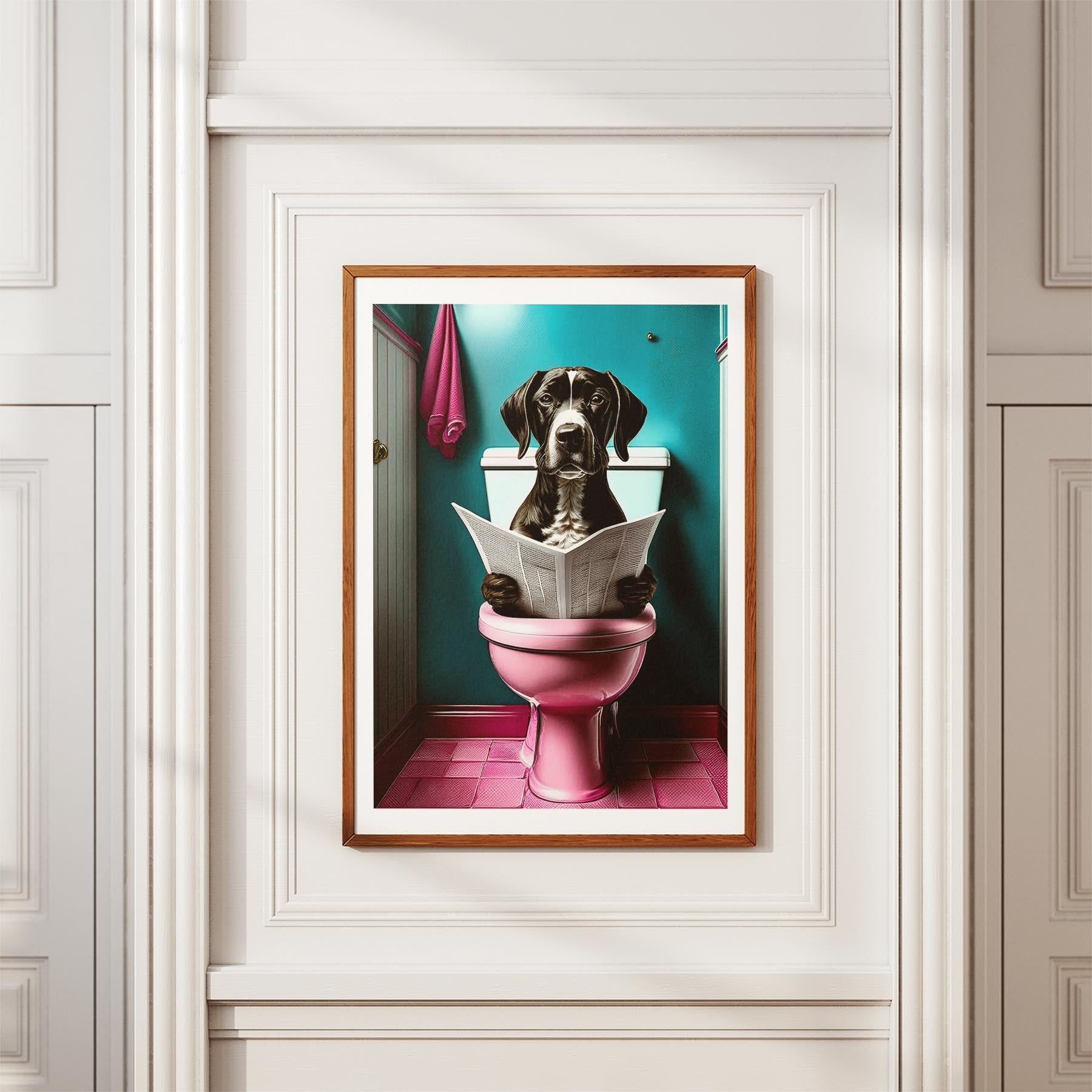 English Pointer Toilet Dogs PInk and Turquise image 3