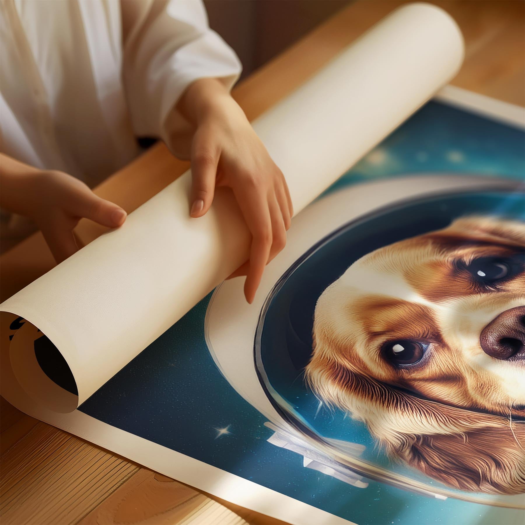 Cavalier Spaniel Astronaut Dog Series with Text Astro Dog image 1