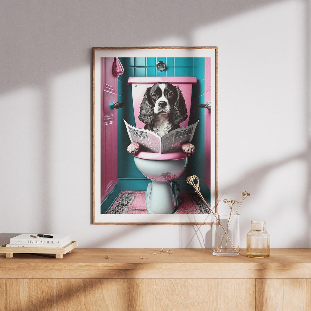 Cavalier Spaniel Toilet Dogs PInk and Turquise image 8