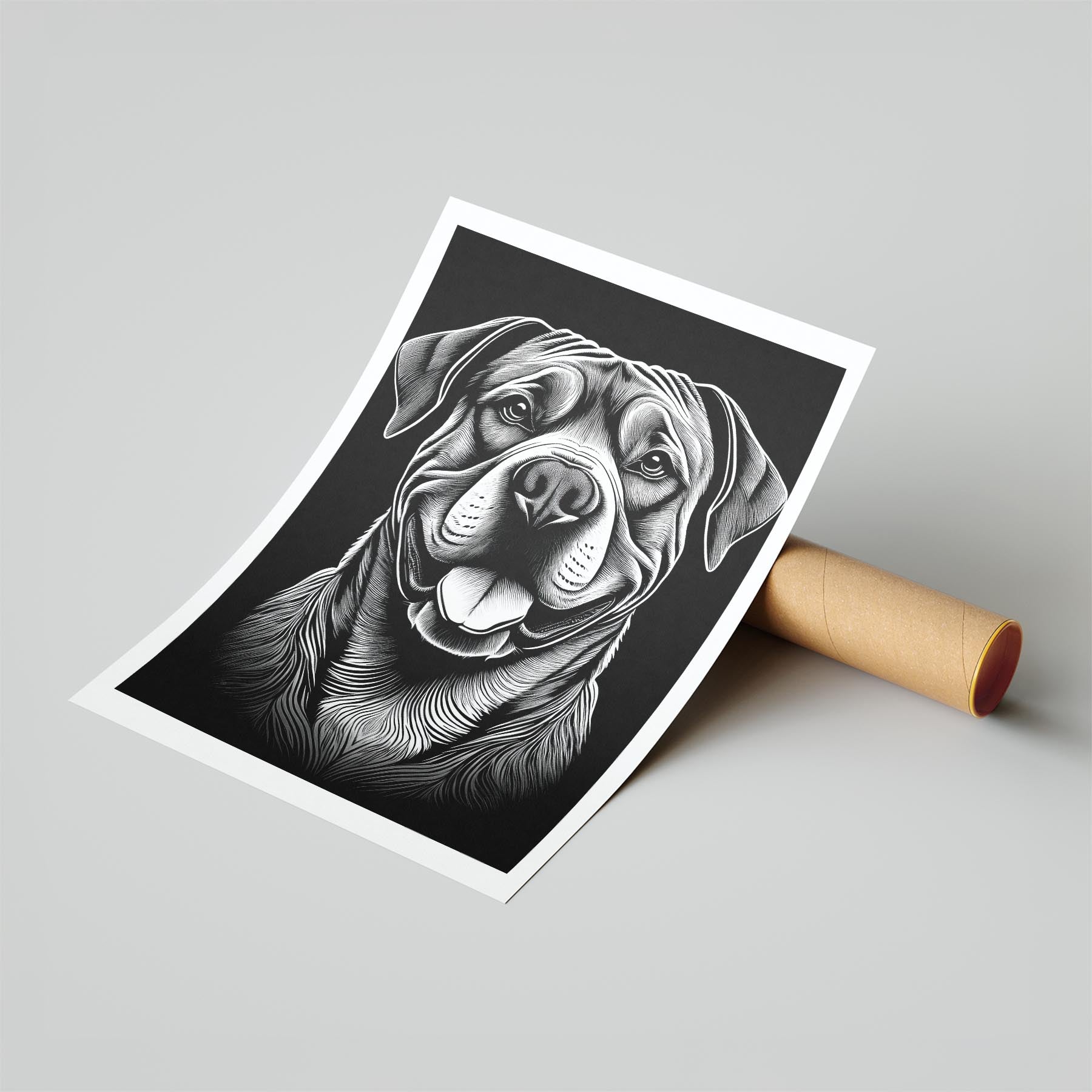 Dogue de Bordeaux Line Dog Series in Black and White image 6