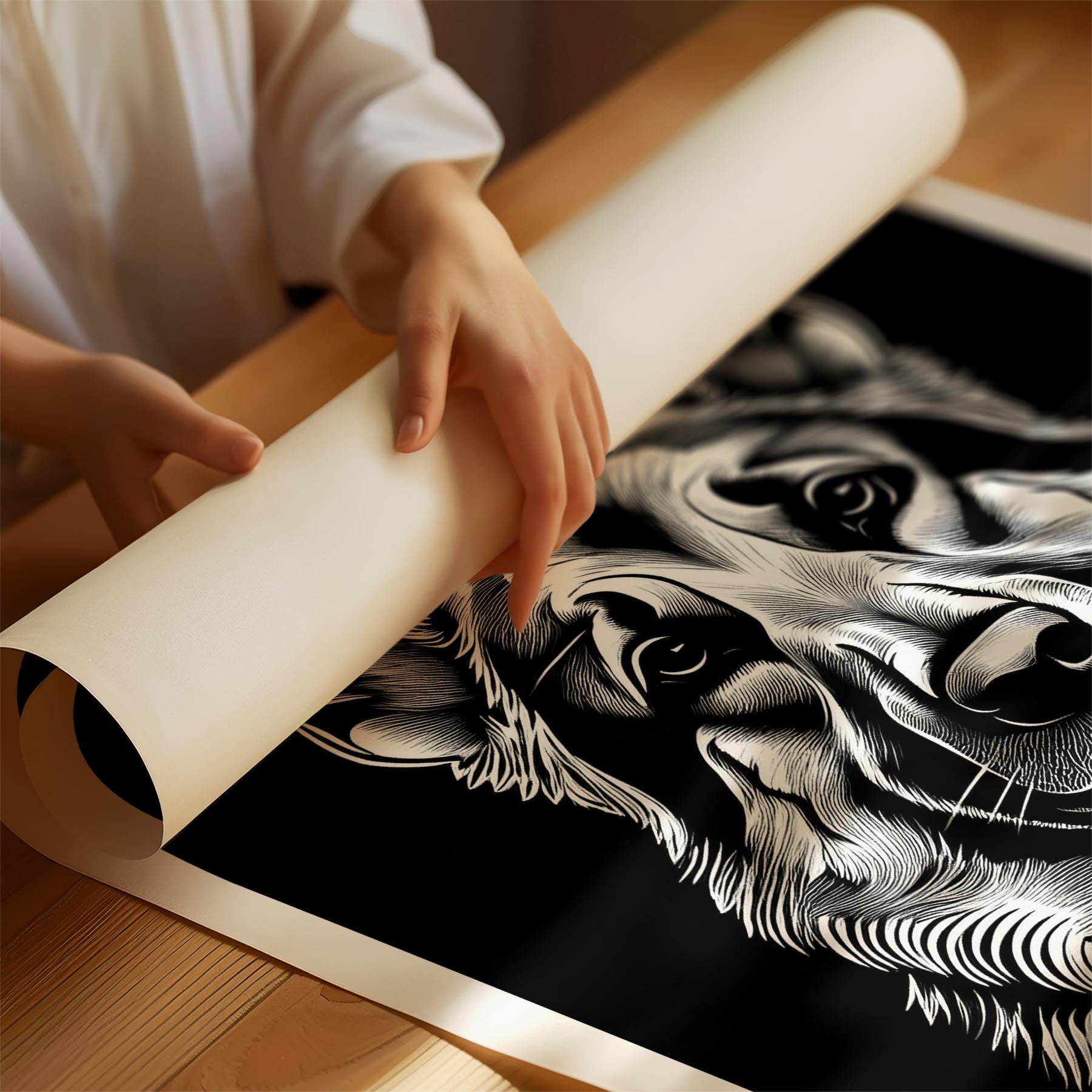 German Shepherd Line Dog Series in Black and White image 1