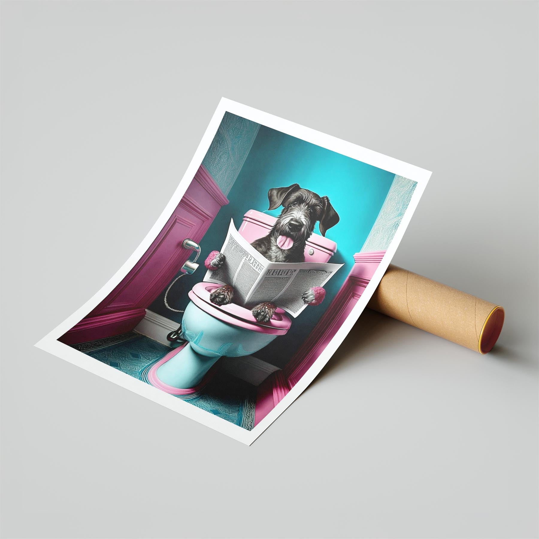Deerhound Toilet Dogs PInk and Turquise image 6