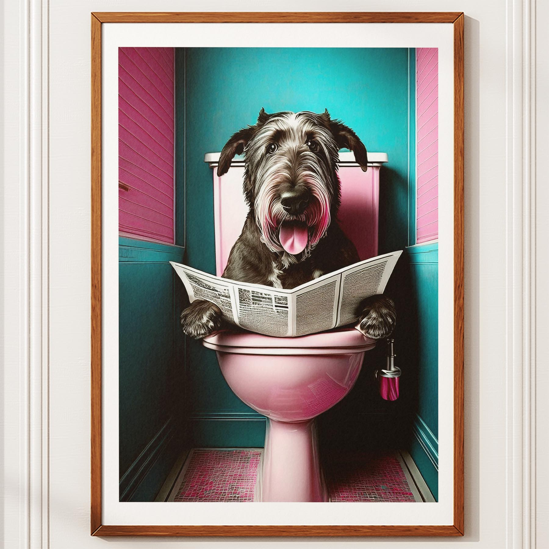 Irish Wolfhound Toilet Dogs PInk and Turquise image 10