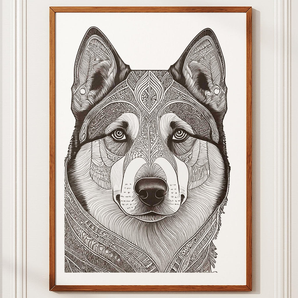 Alaskan Malamute Mandala Black and White Dog Series image 10