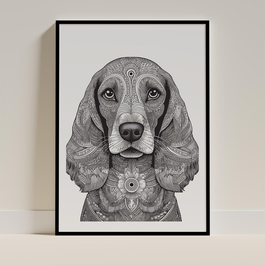 Cocker Spaniel Mandala Black and White Dog Series image 0
