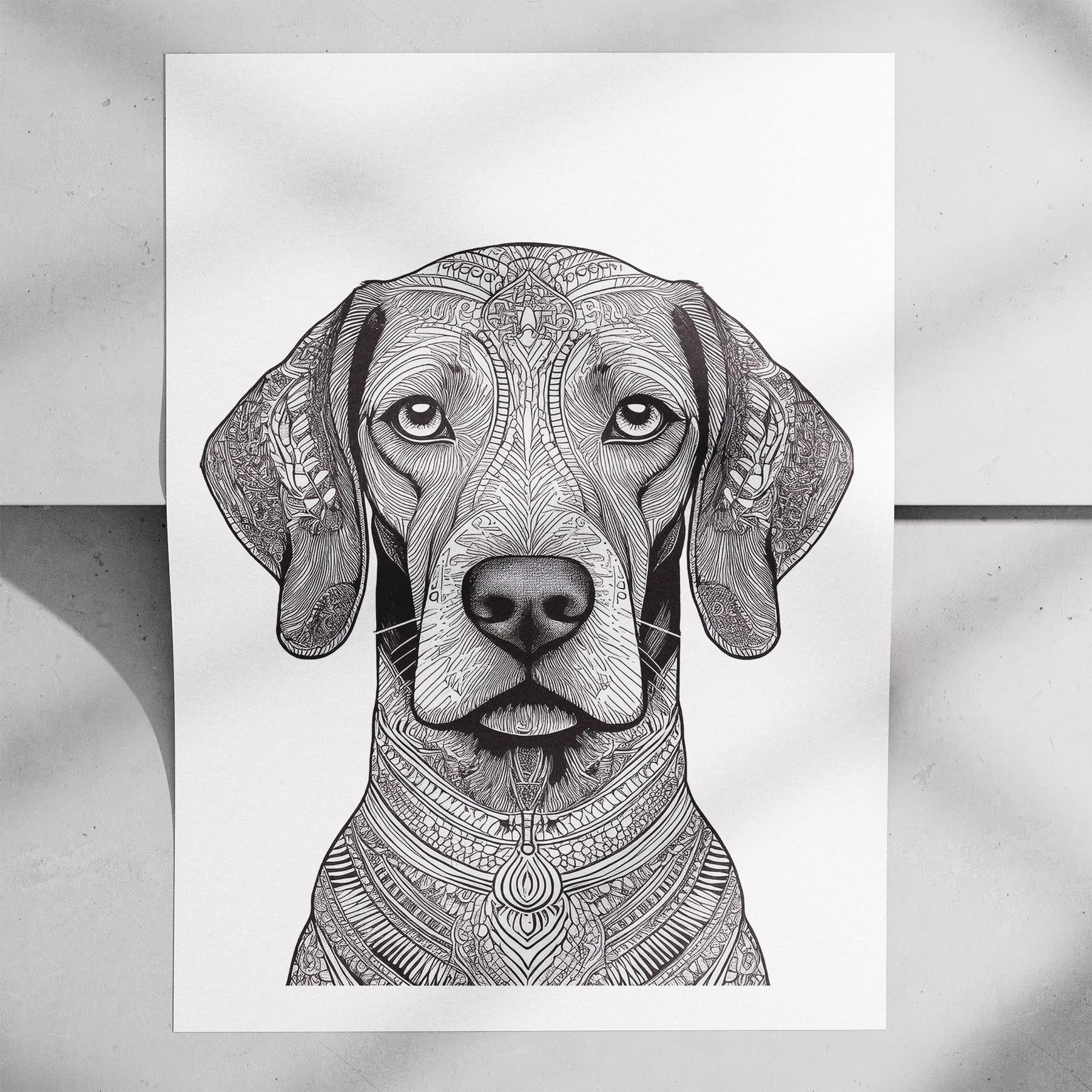 Hungarian Vizsla Mandala Black and White Dog Series image 7