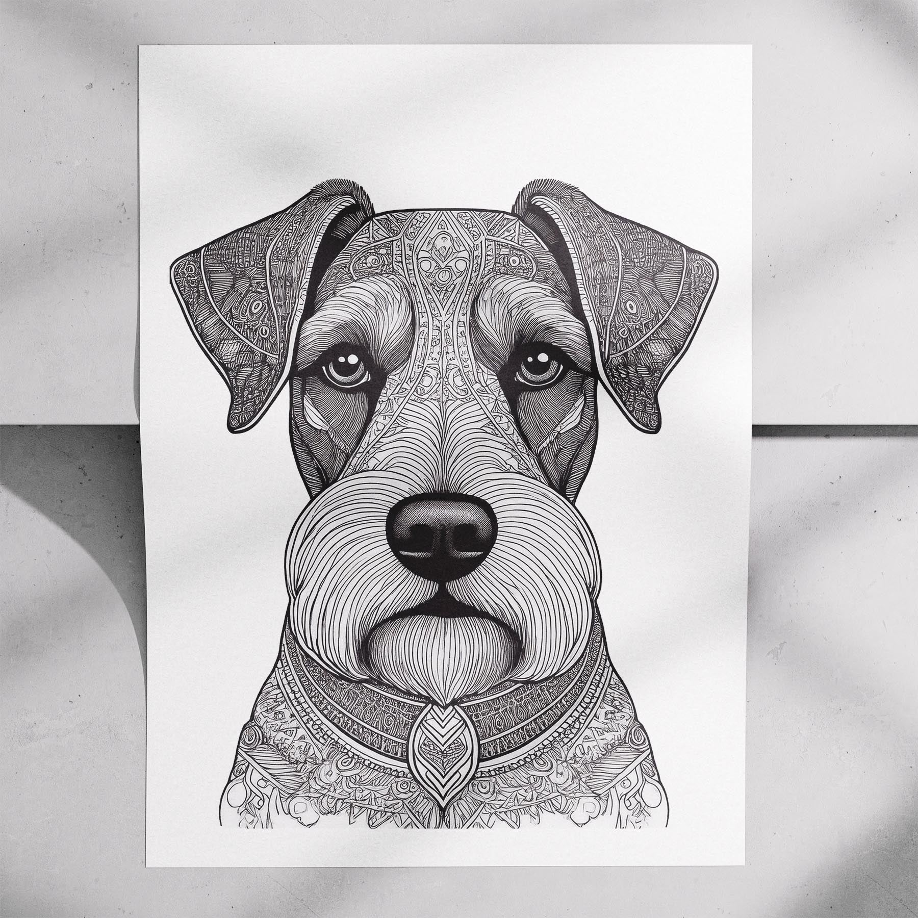 Schnauzer Mandala Black and White Dog Series image 7