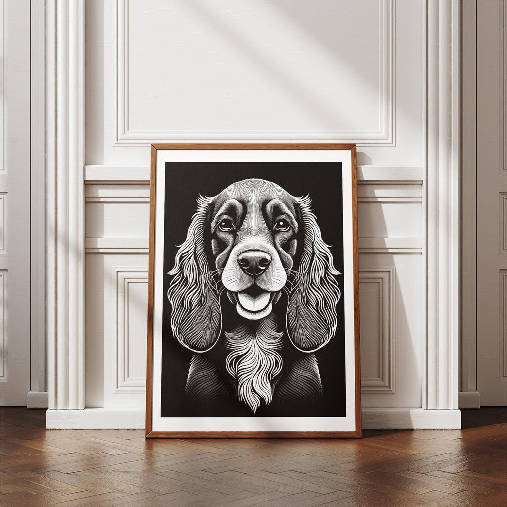 Cocker Spaniel Line Dog Series in Black and White image 4