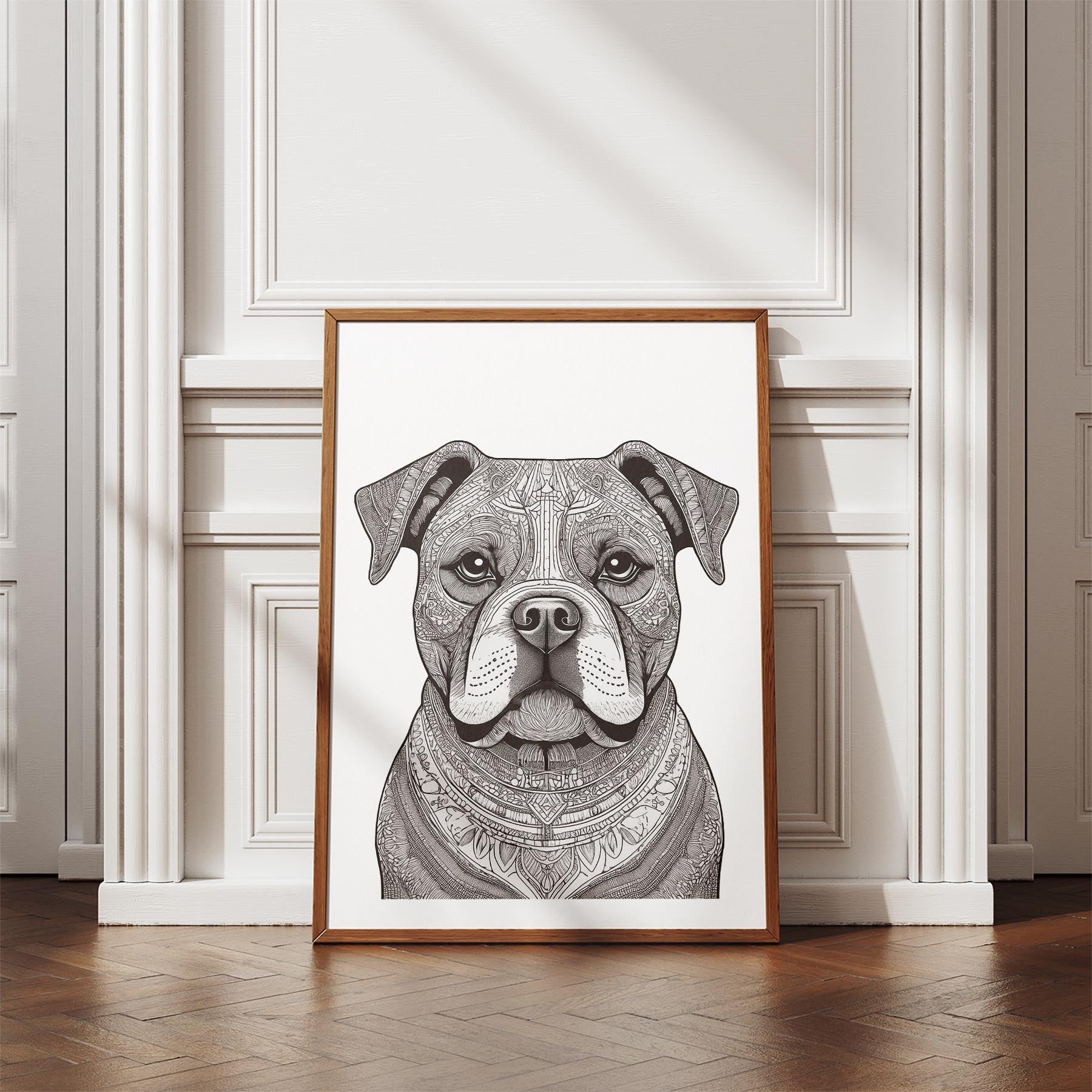 Bulldog Mandala Black and White Dog Series image 4