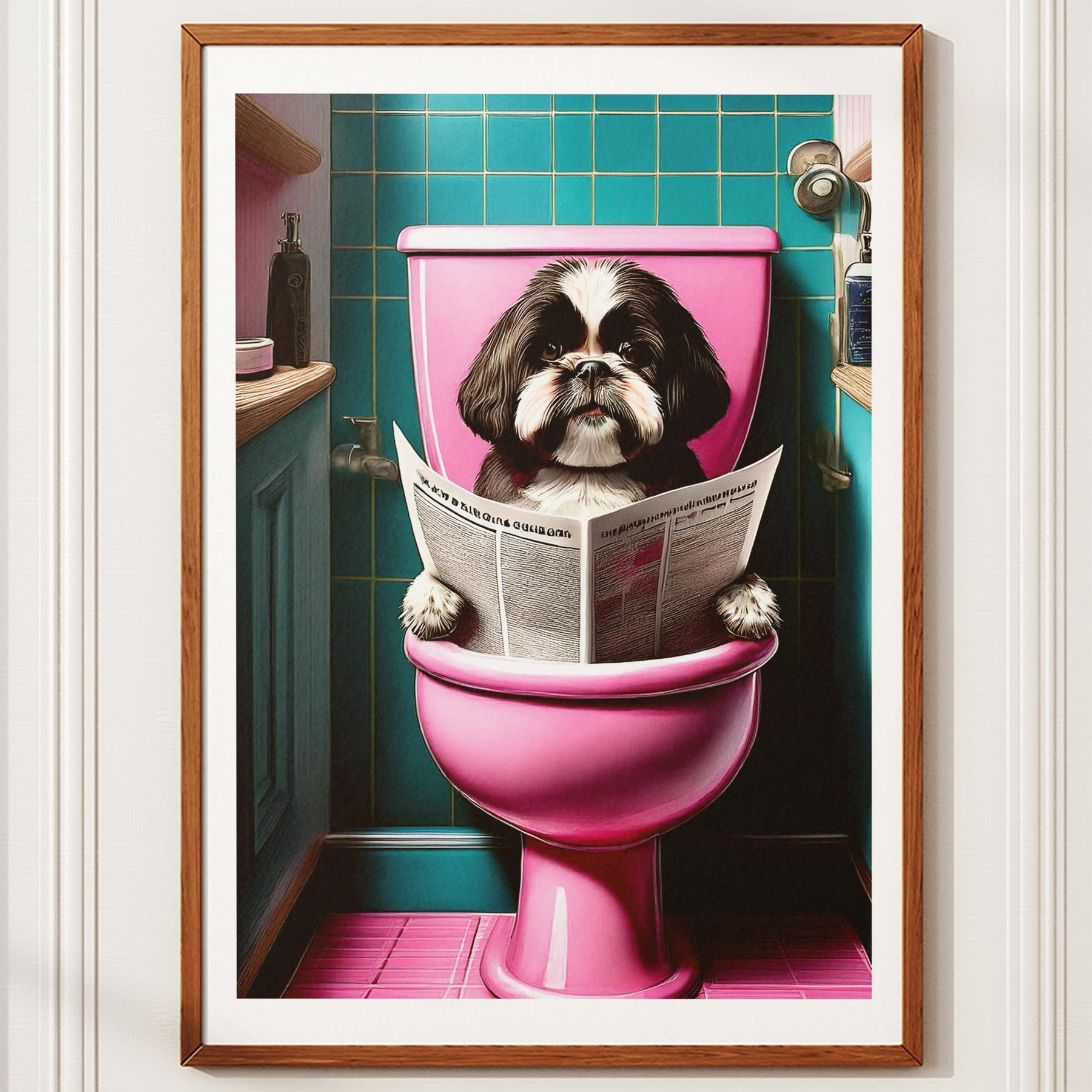 Shih Tzu Toilet Dogs PInk and Turquise image 10