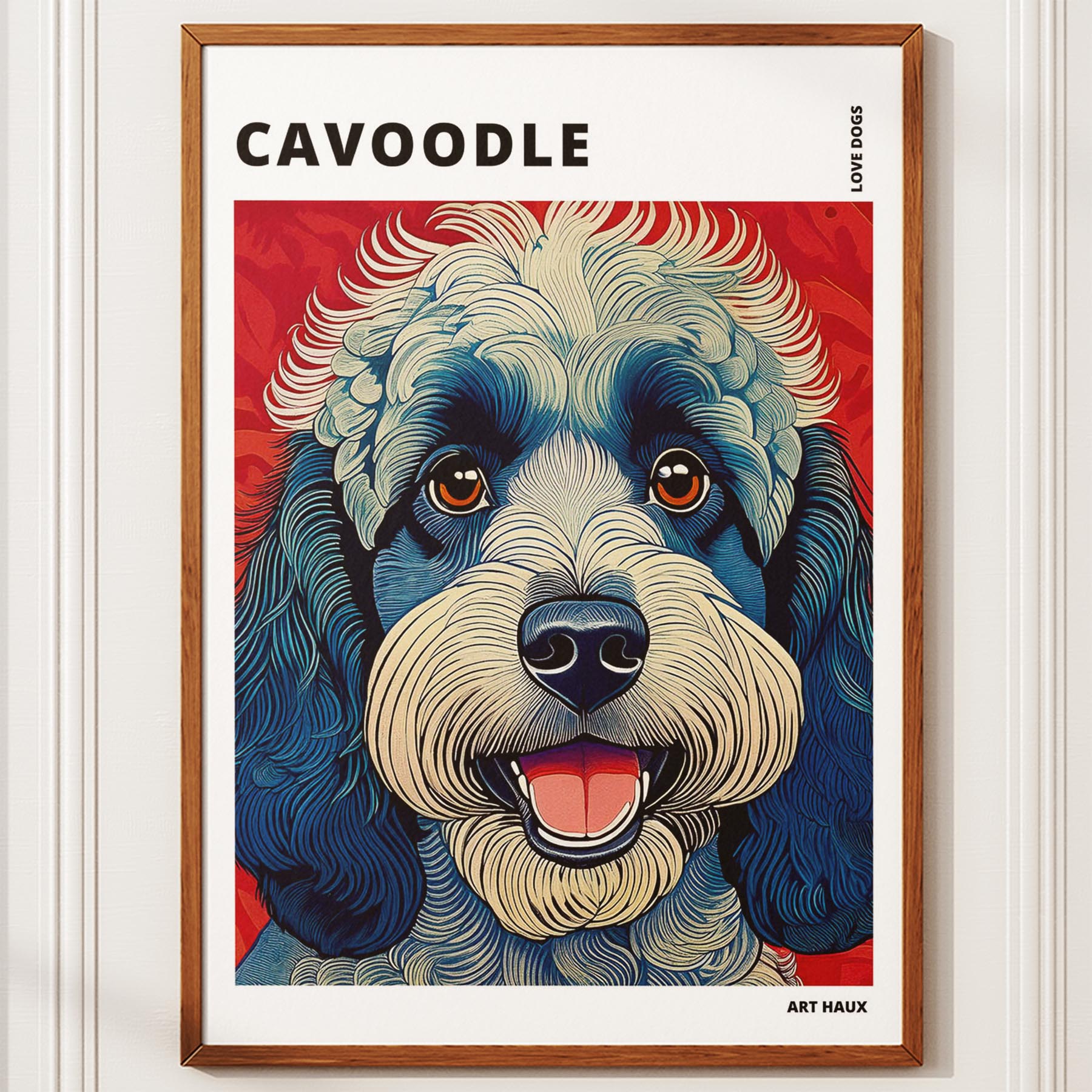 Cavoodle Hokusai Japanese Inspired Dog Series with Text image 9