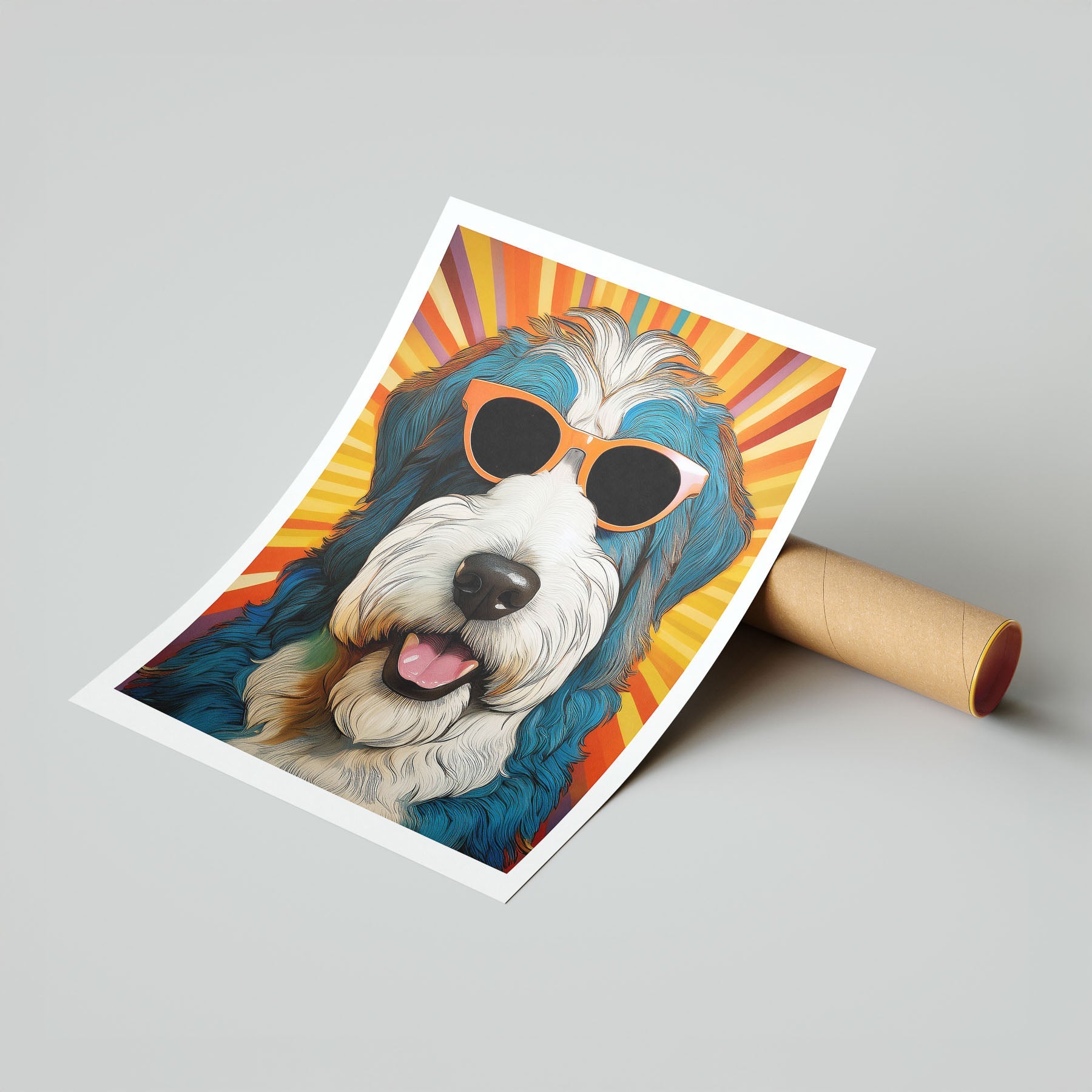Old English Sheep Dog In Colourful Sunnies 13 image 7