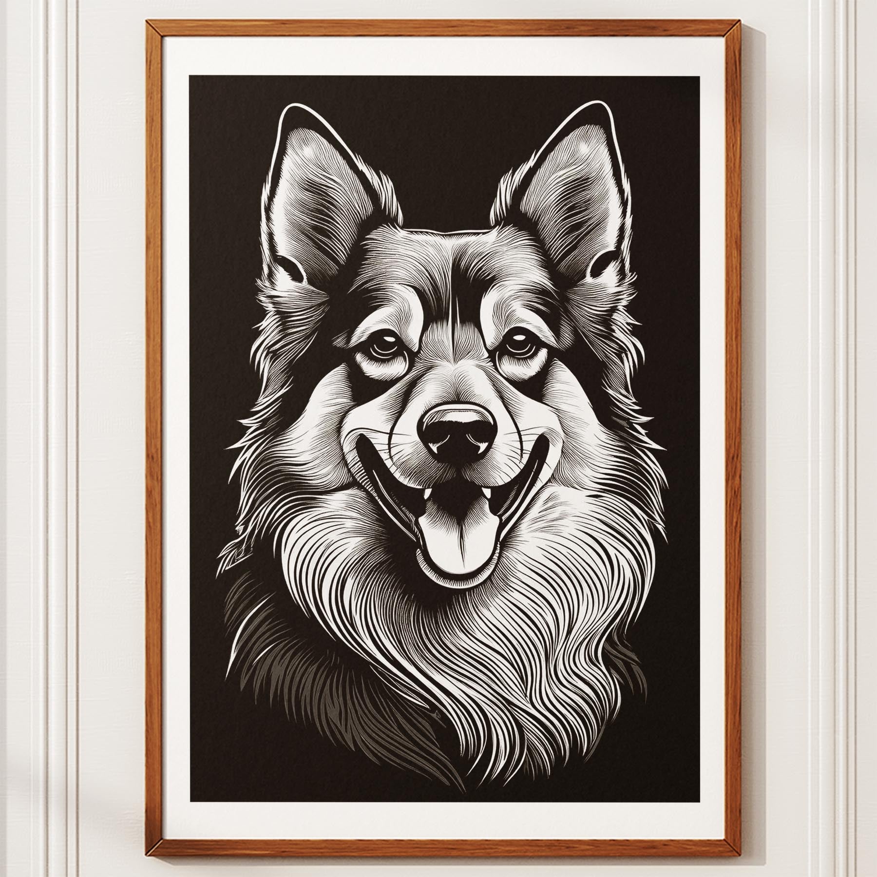 German Spitz Line Dog Series in Black and White image 10