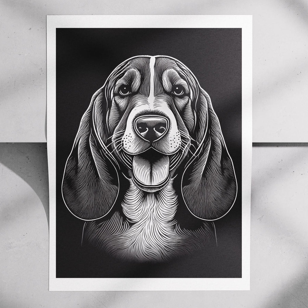 Basset Hound Line Dog Series in Black and White image 7