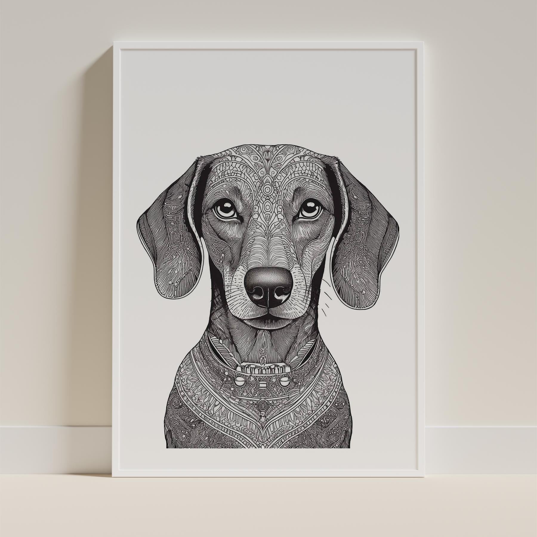 Dachshund Mandala Black and White Dog Series image 9