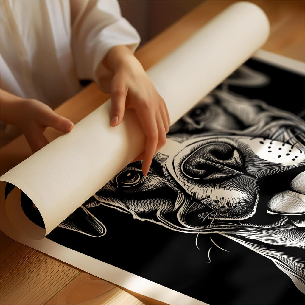 Boxer Line Dog Series in Black and White image 1