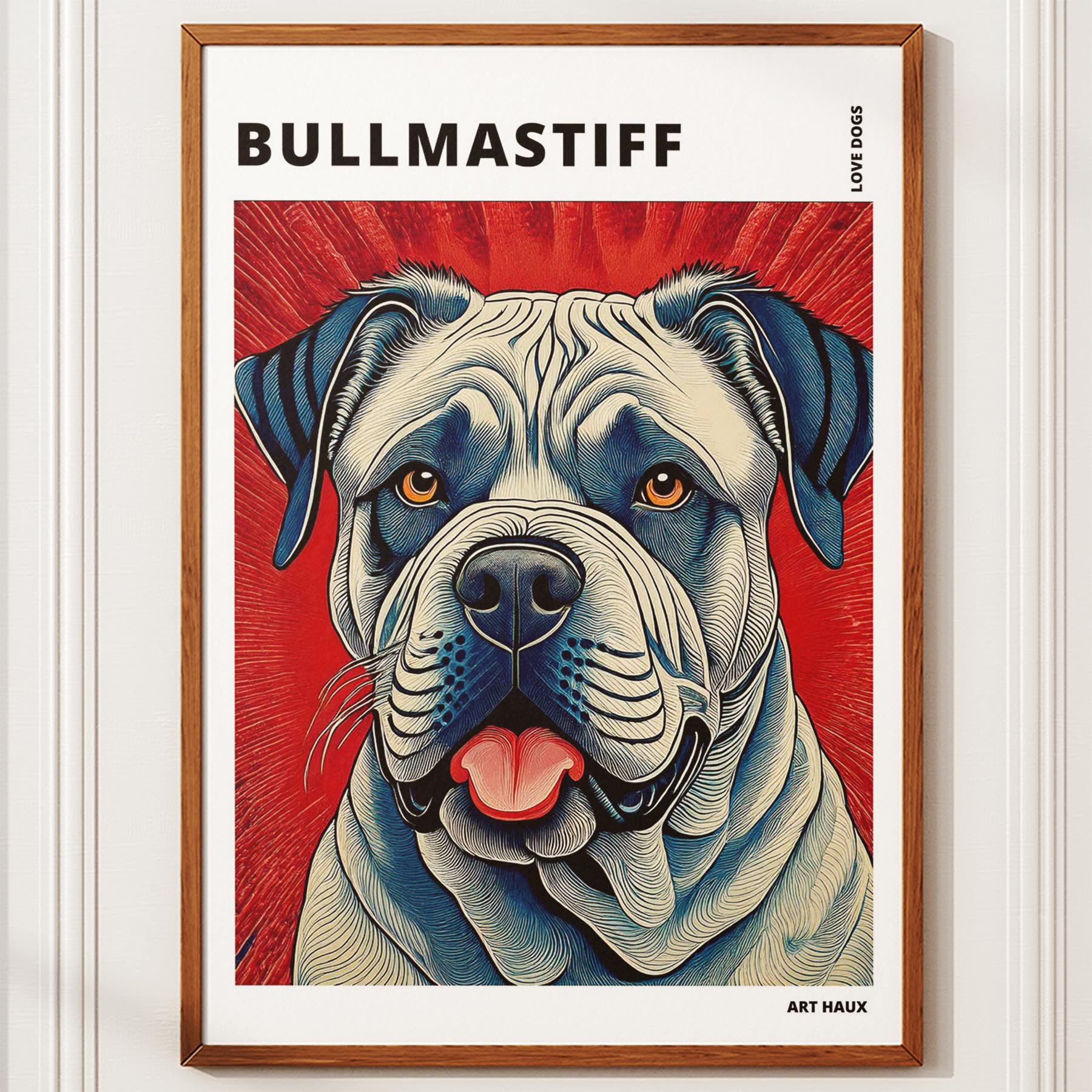 Bullmastiff Hokusai Japanese Inspired Dog Series with Text image 9