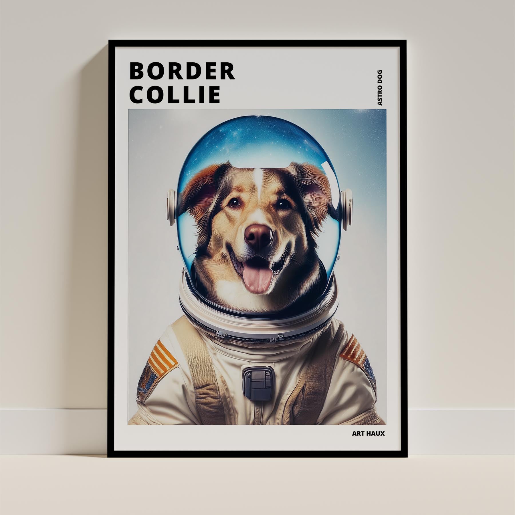 Border Collie Astronaut Dog Series with Text Astro Dog image 0