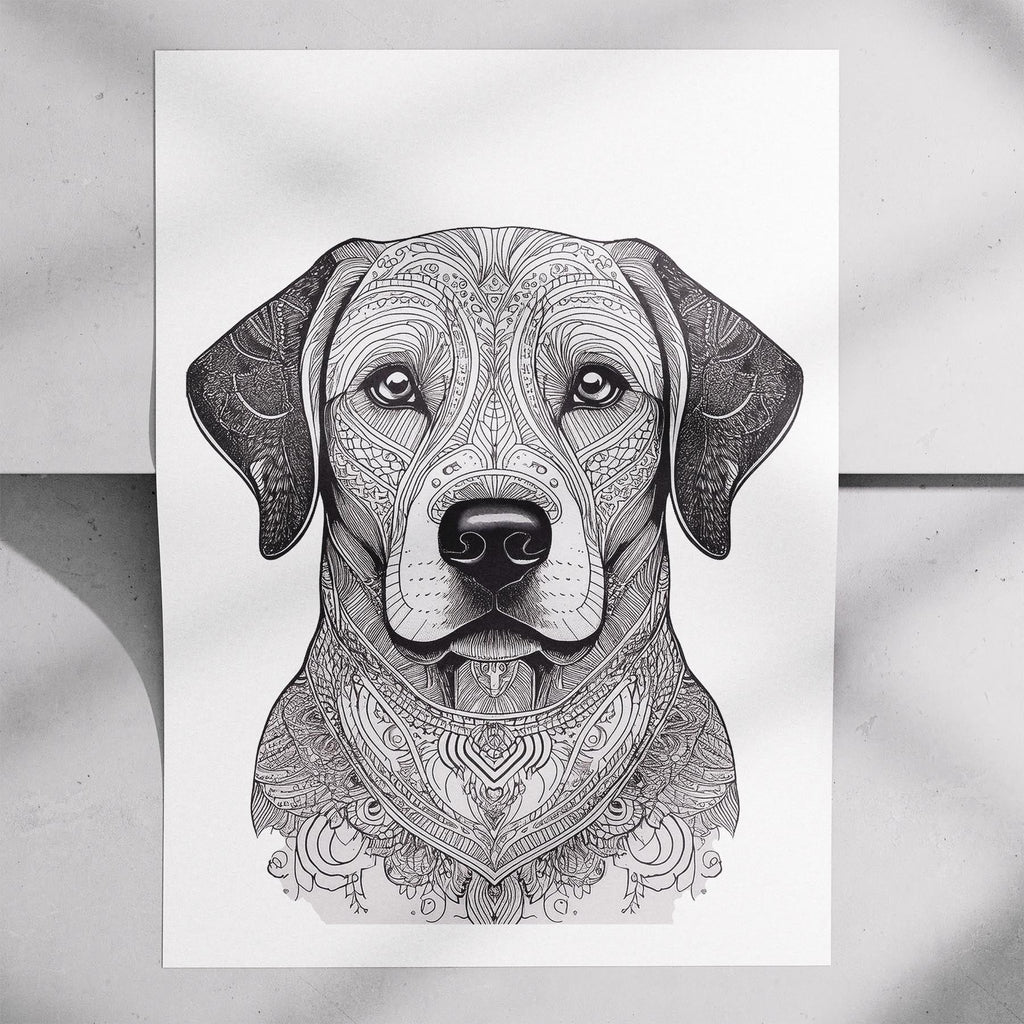 Labrador Retriever Mandala Black and White Dog Series image 7