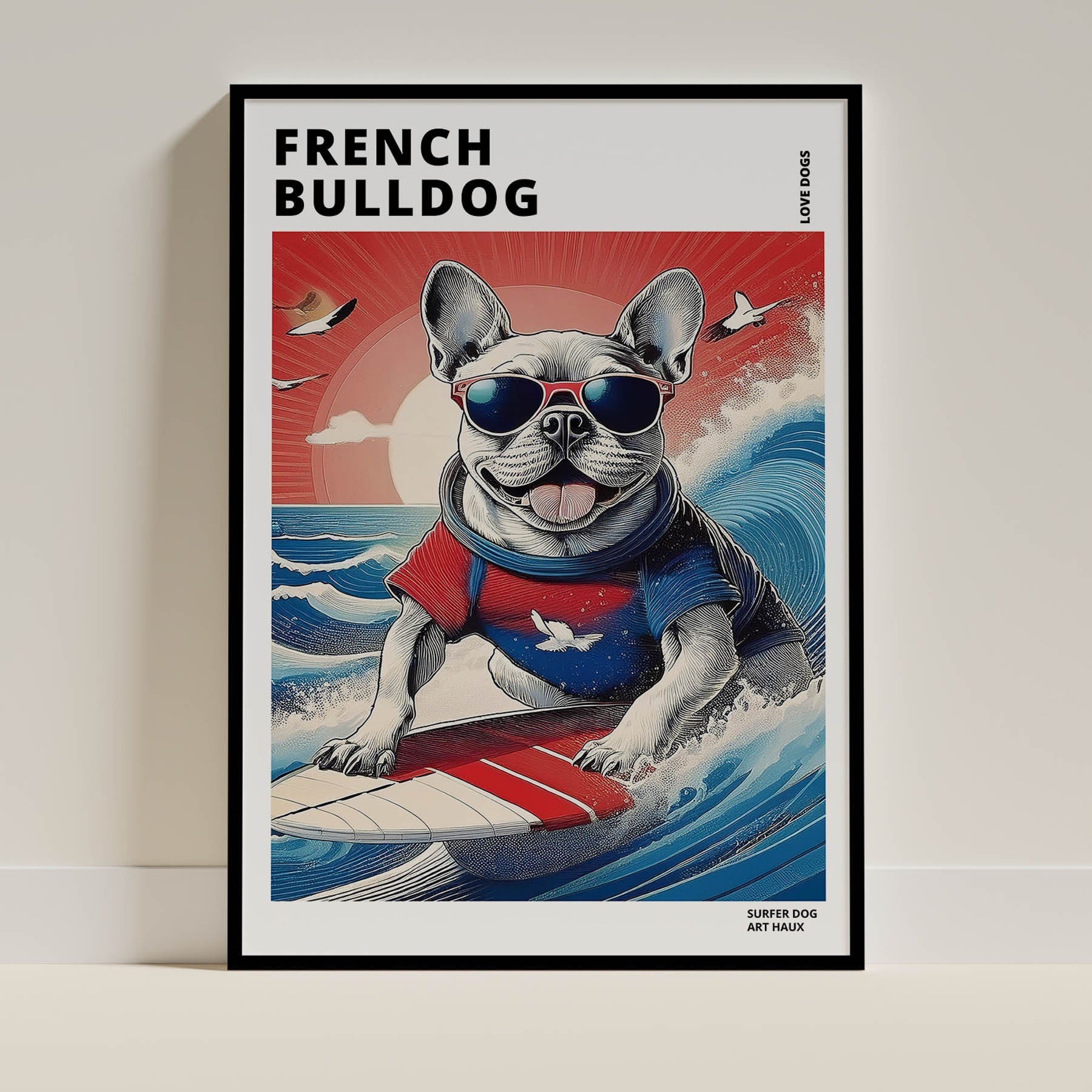 French Bulldog Hokosai Surfer Dogs 1 image 0