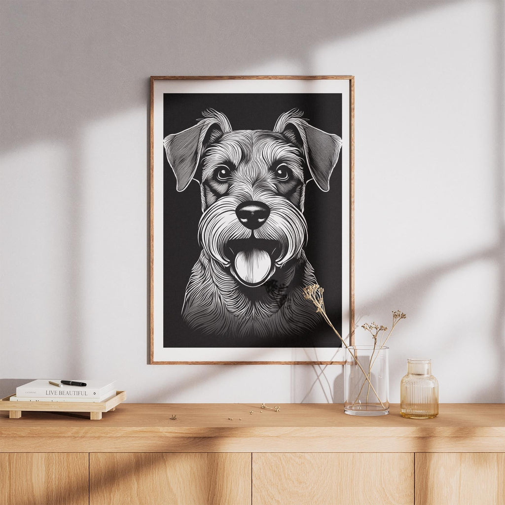 Schnauzer Line Dog Series in Black and White image 8