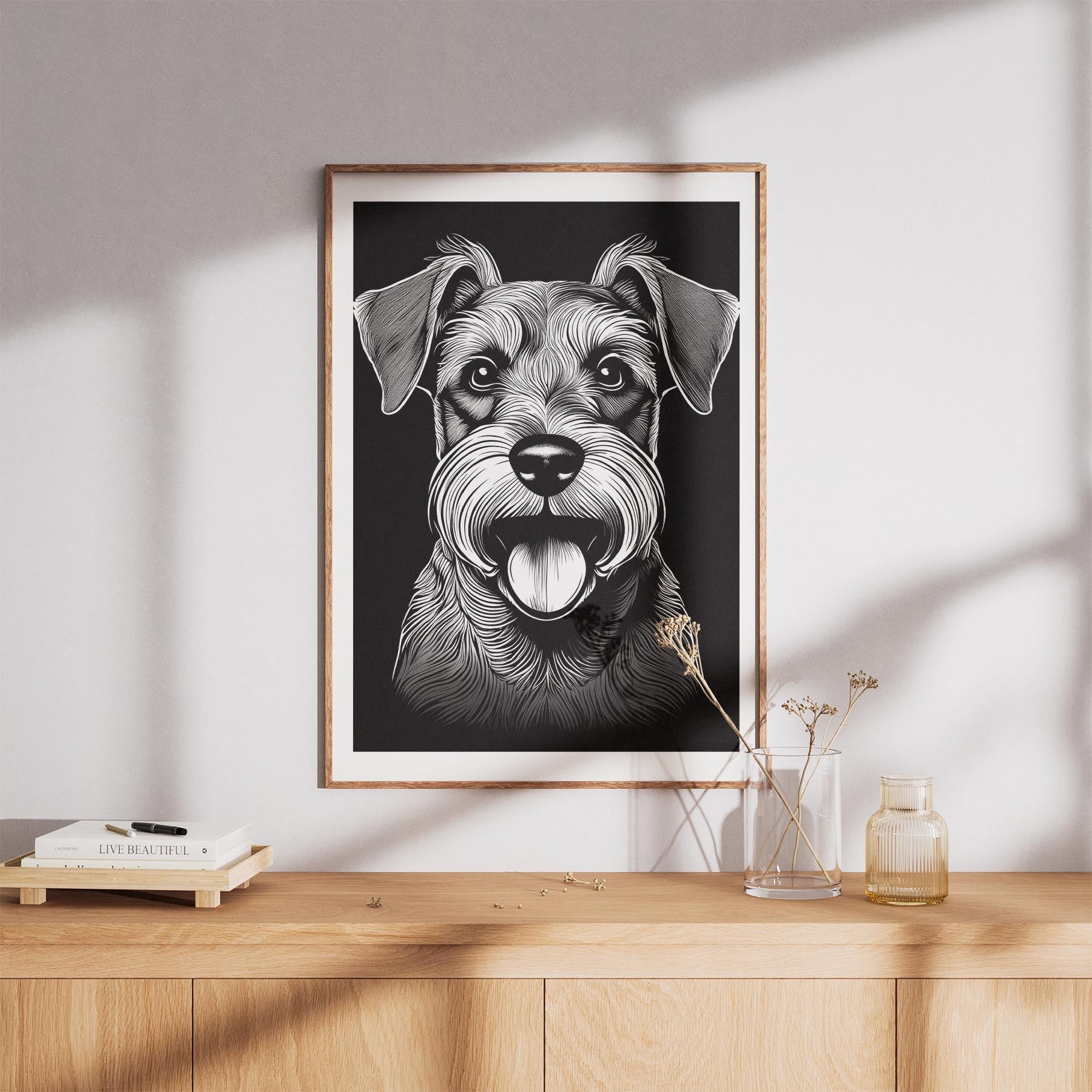 Schnauzer Line Dog Series in Black and White image 8
