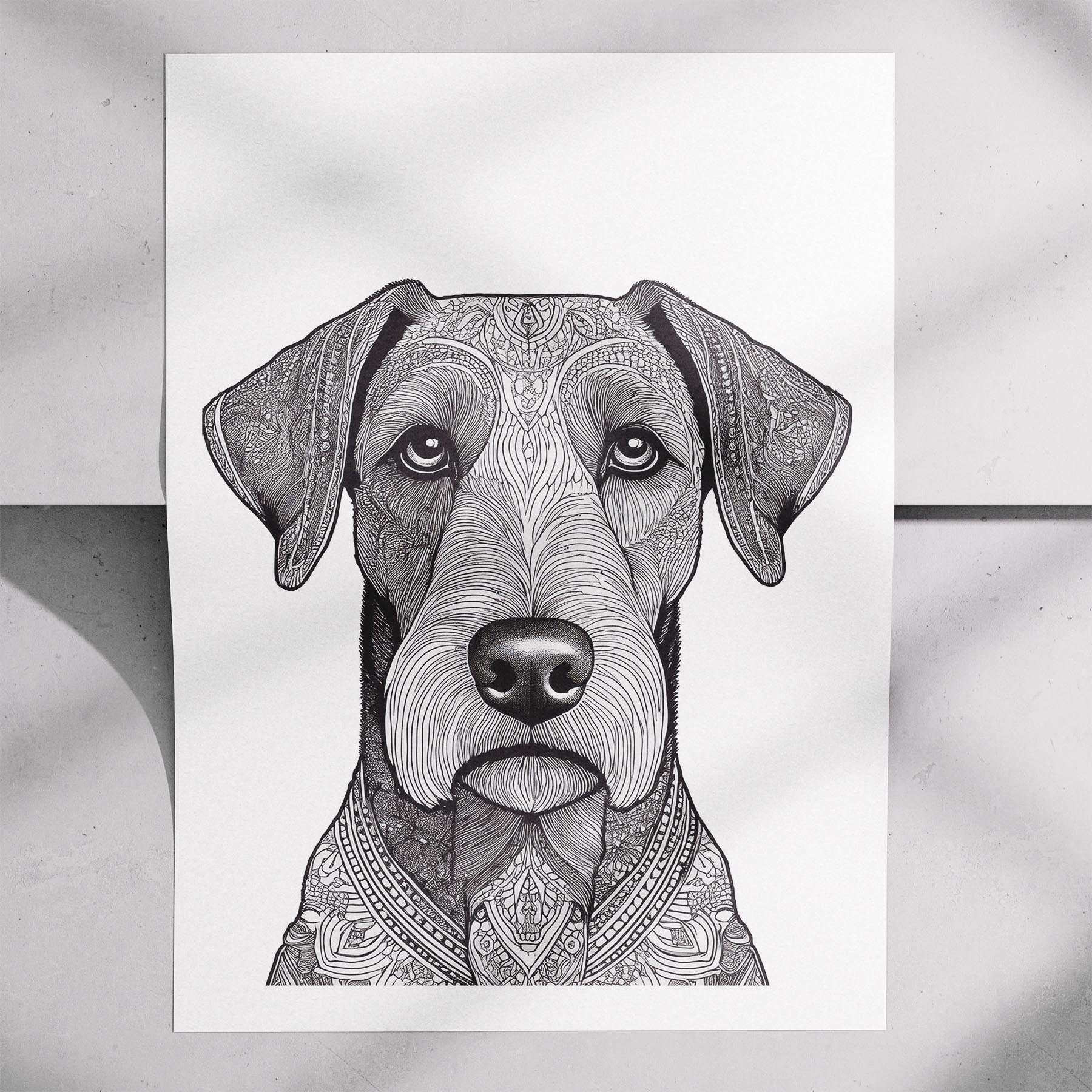 Airedale Mandala Black and White Dog Series image 7