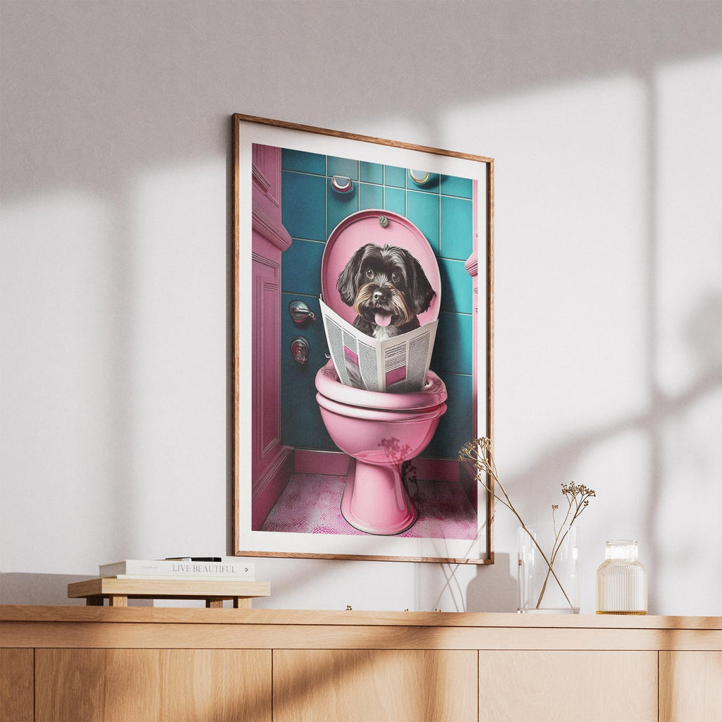 Havanese Toilet Dogs PInk and Turquise image 5